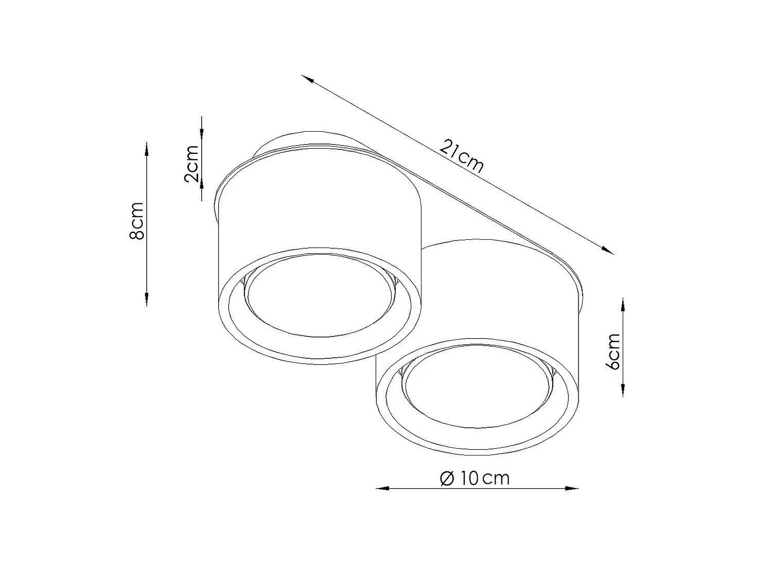 Plafonnier minimaliste en aluminium - 2 sources lumineuses - L.21 x H.8 cm - blanc