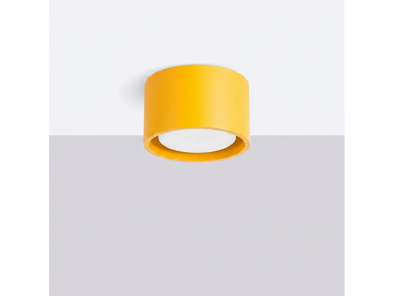 Plafonnier minimaliste en aluminium - 1 sources lumineuses - L.10 x H.6 cm - jaune