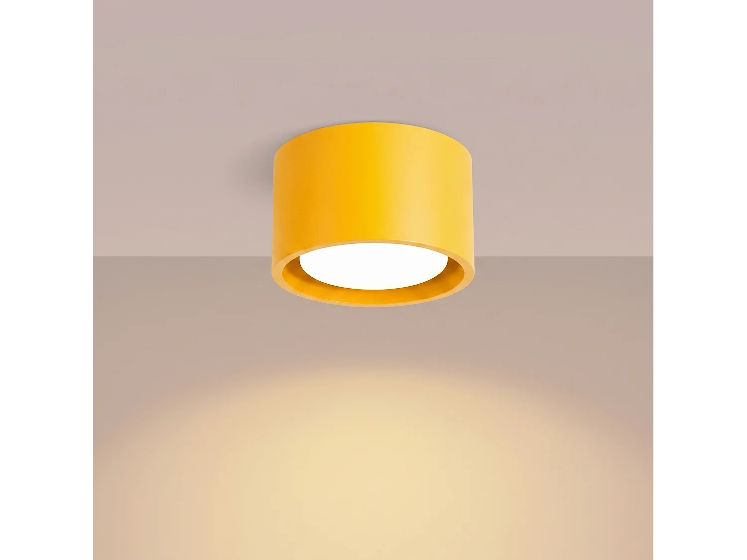 Plafonnier minimaliste en aluminium - 1 sources lumineuses - L.10 x H.6 cm - jaune