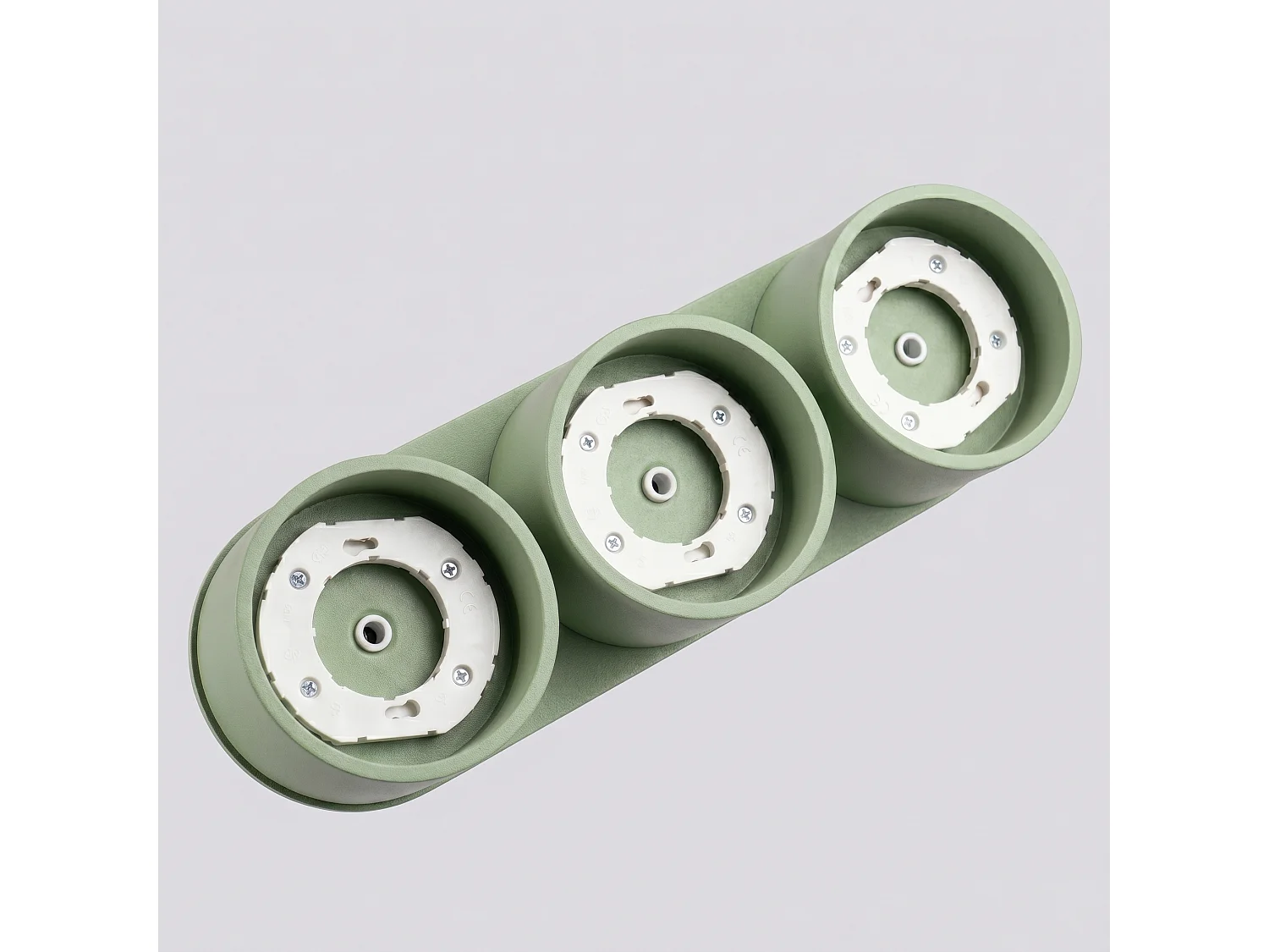 Plafonnier minimaliste en aluminium - 3 sources lumineuses - L.32,4 x H.8,2 cm - sauge