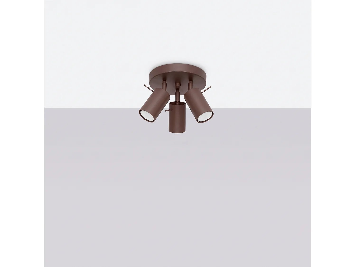 Plafonnier moderne en acier - 3 sources lumineuses - L.25,7 x H.14,5 cm - marron