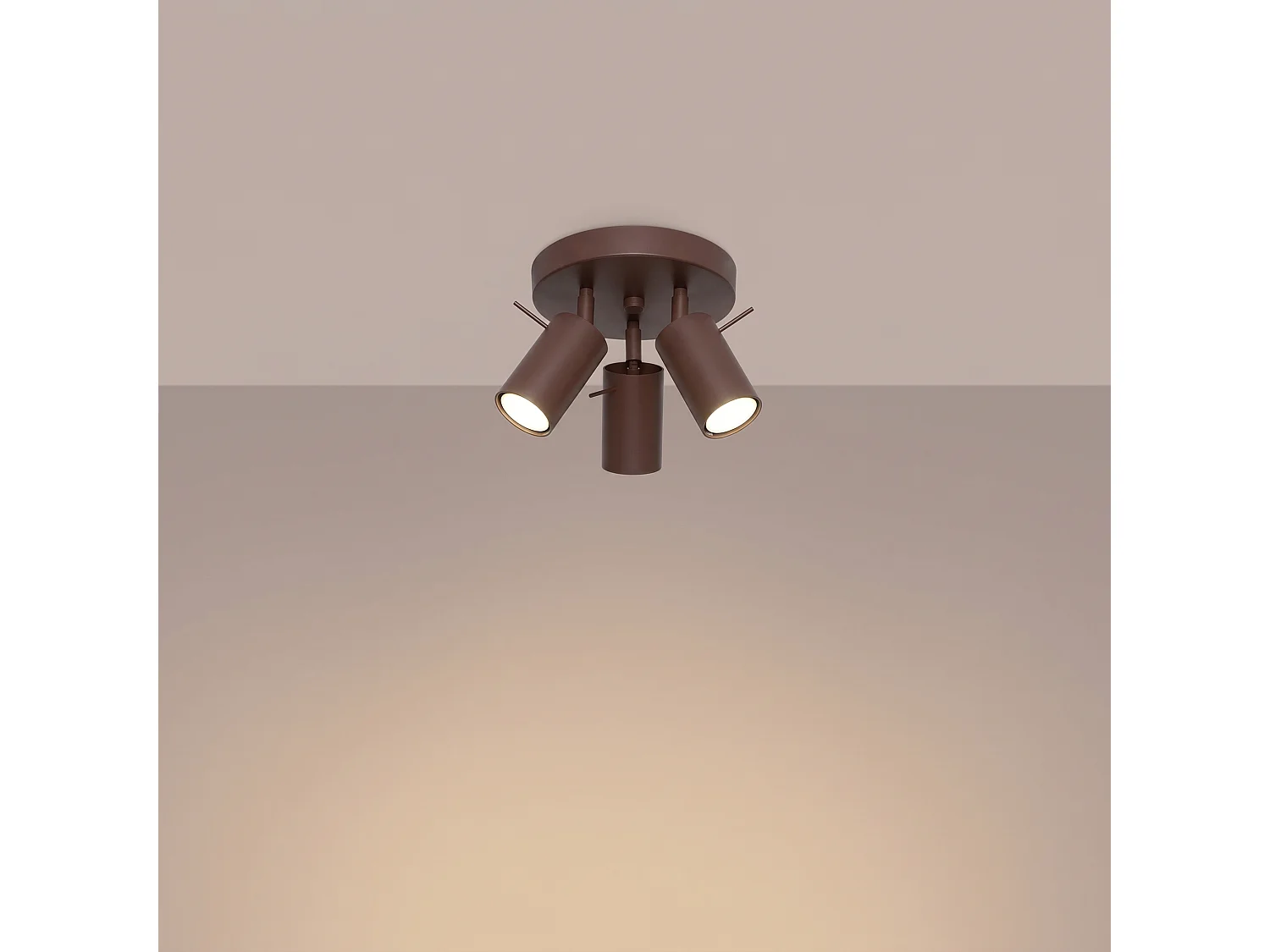 Plafonnier moderne en acier - 3 sources lumineuses - L.25,7 x H.14,5 cm - marron