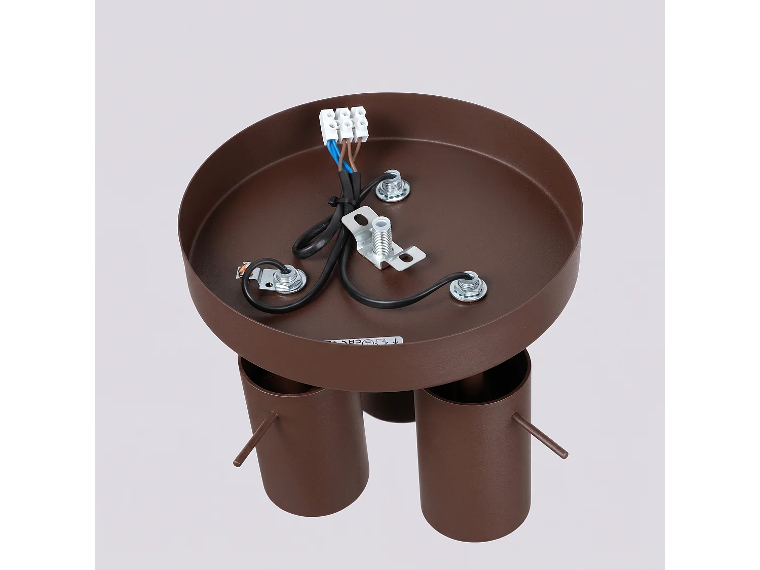 Plafonnier moderne en acier - 3 sources lumineuses - L.25,7 x H.14,5 cm - marron