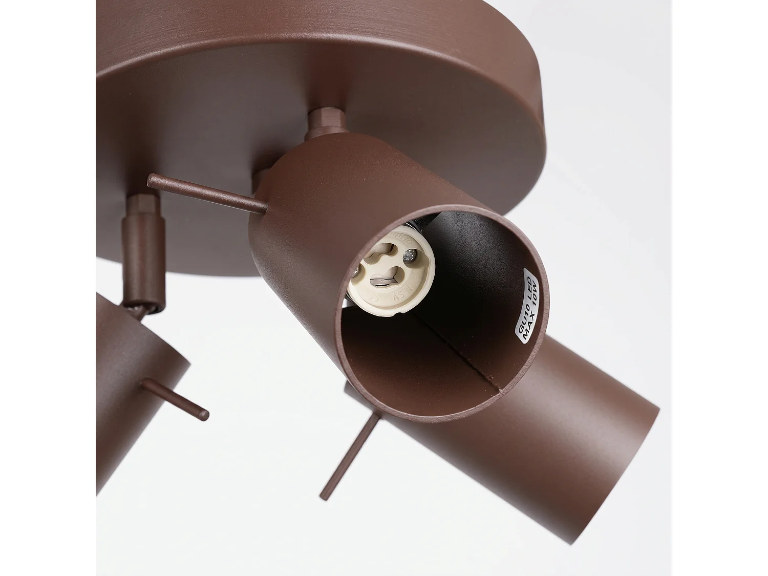 Plafonnier moderne en acier - 3 sources lumineuses - L.25,7 x H.14,5 cm - marron