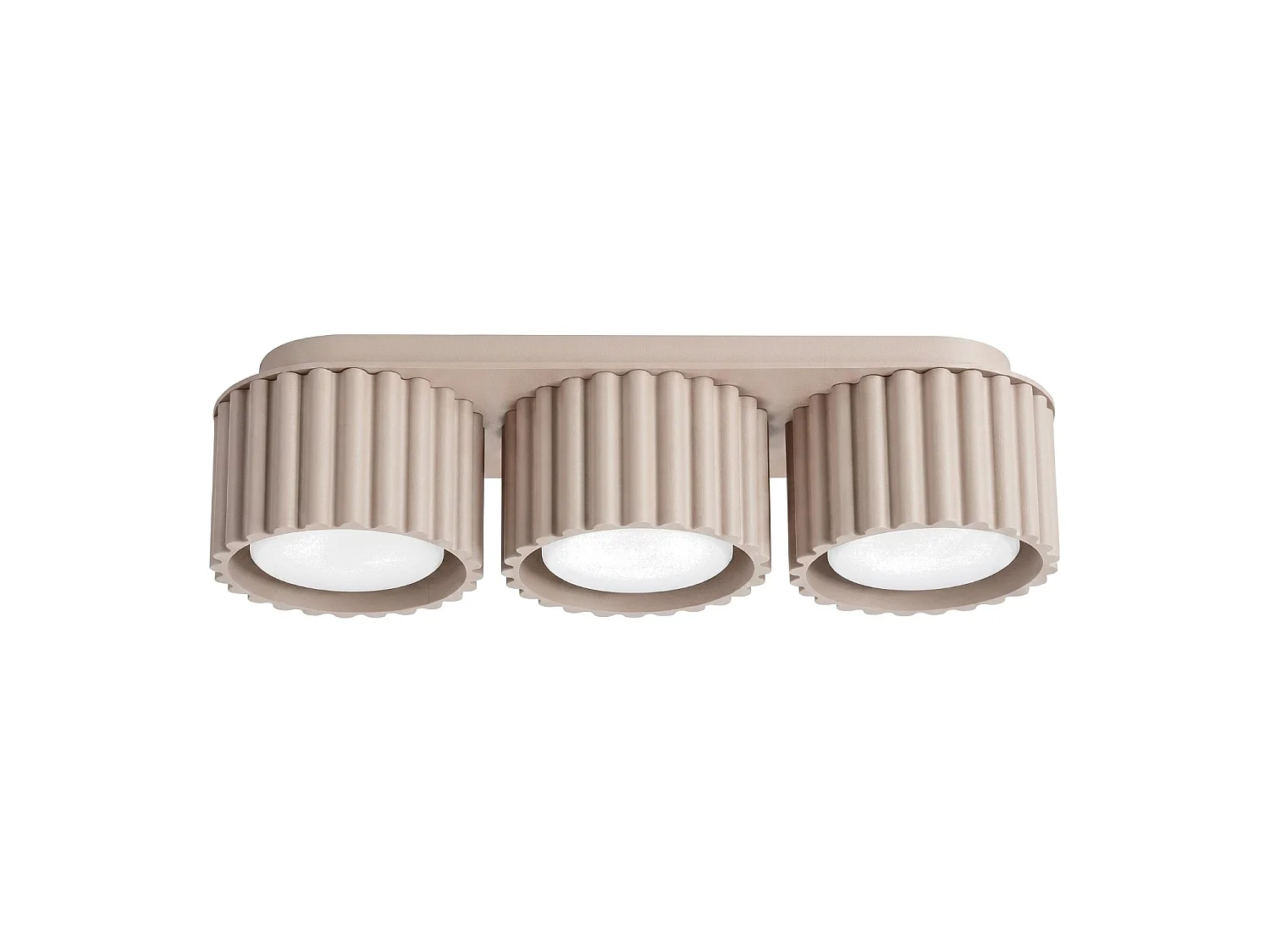 Plafonnier minimaliste en aluminium - 3 sources lumineuses - L.32,5 x H.8 cm - taupe