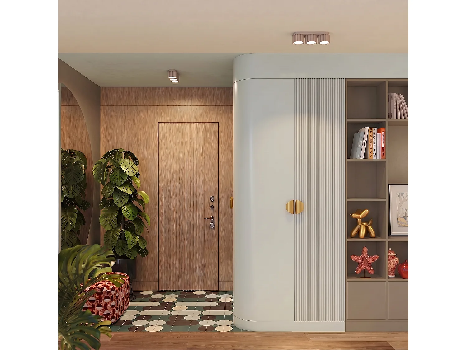 Plafonnier minimaliste en aluminium - 3 sources lumineuses - L.32,5 x H.8 cm - taupe