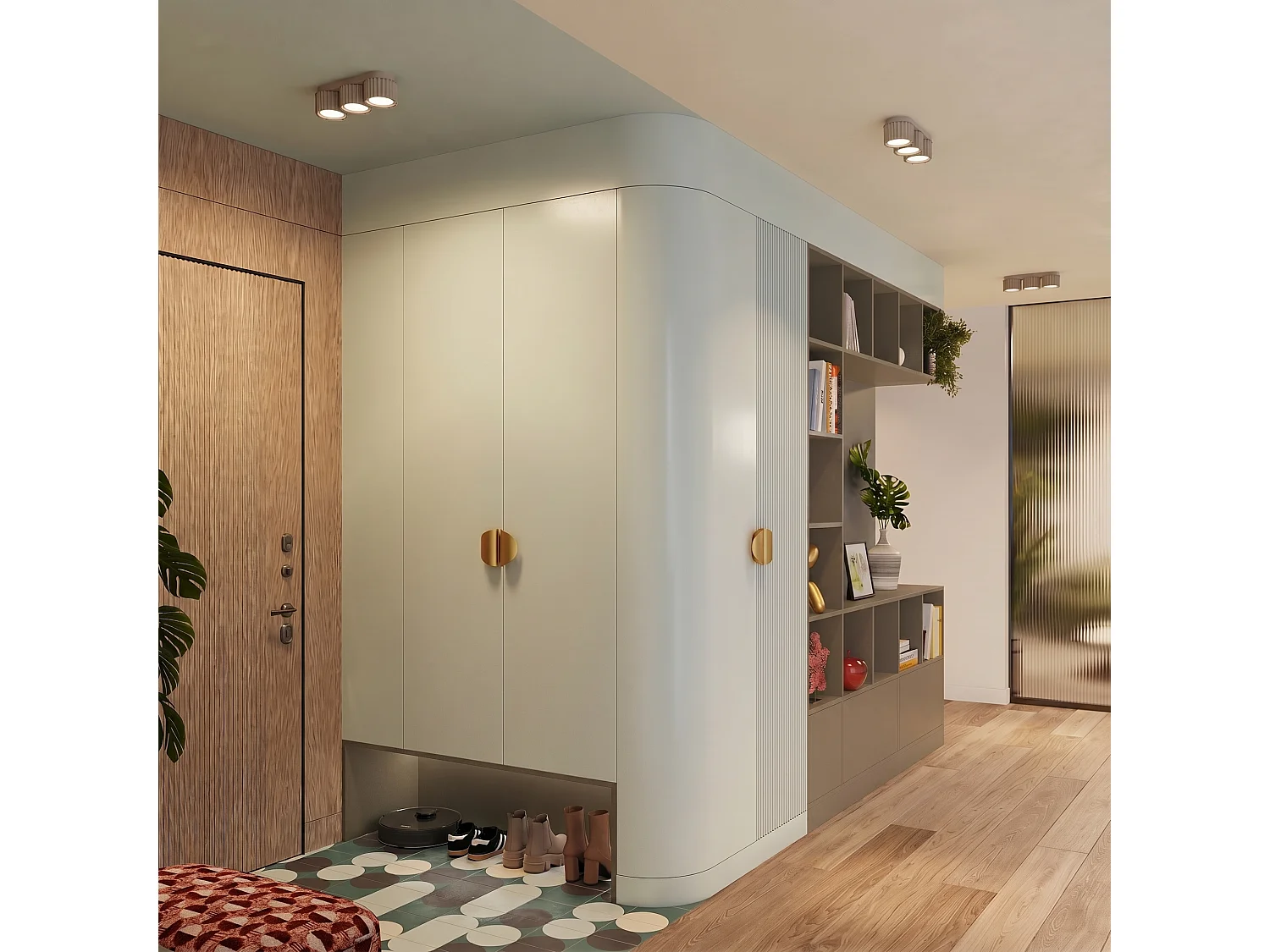 Plafonnier minimaliste en aluminium - 3 sources lumineuses - L.32,5 x H.8 cm - taupe