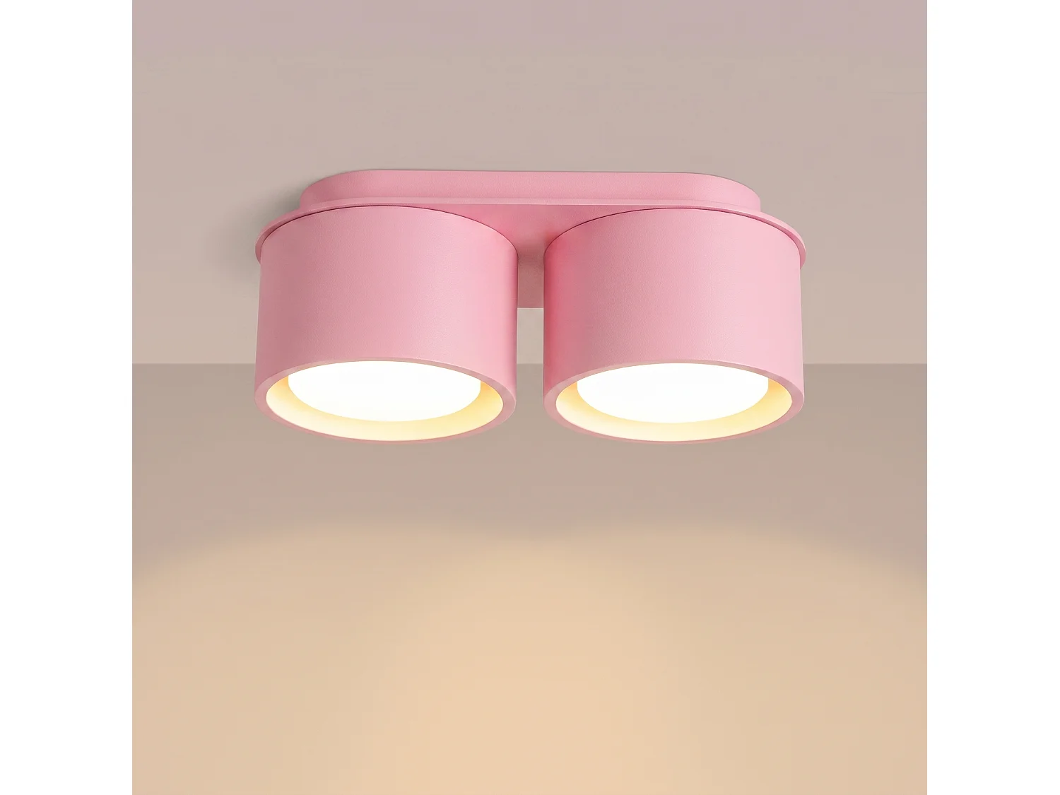 Plafonnier minimaliste en aluminium - 2 sources lumineuses - L.21 x H.8 cm - rose