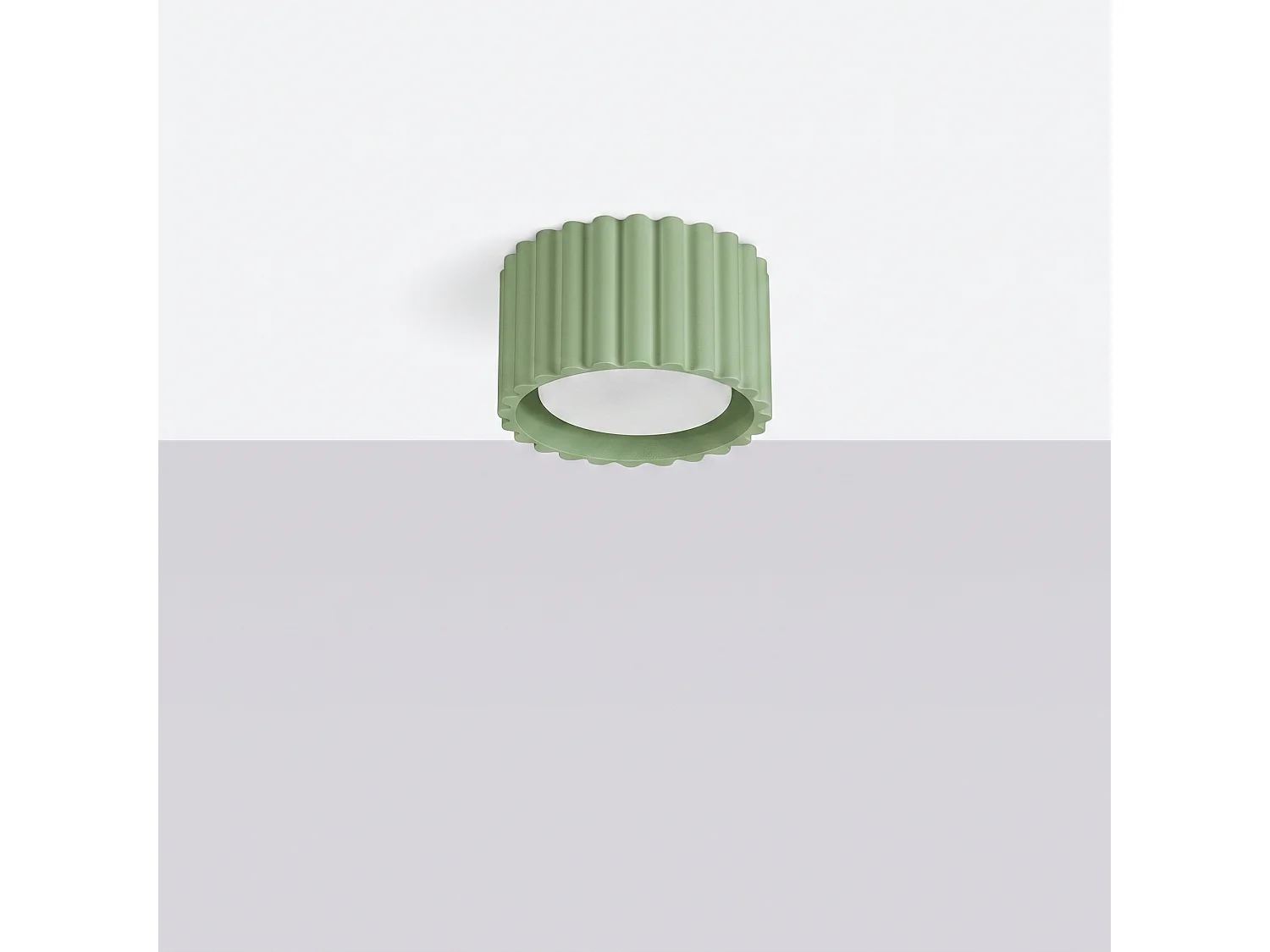 Plafonnier minimaliste en aluminium - 1 sources lumineuses - L.10 x H.6 cm - sauge
