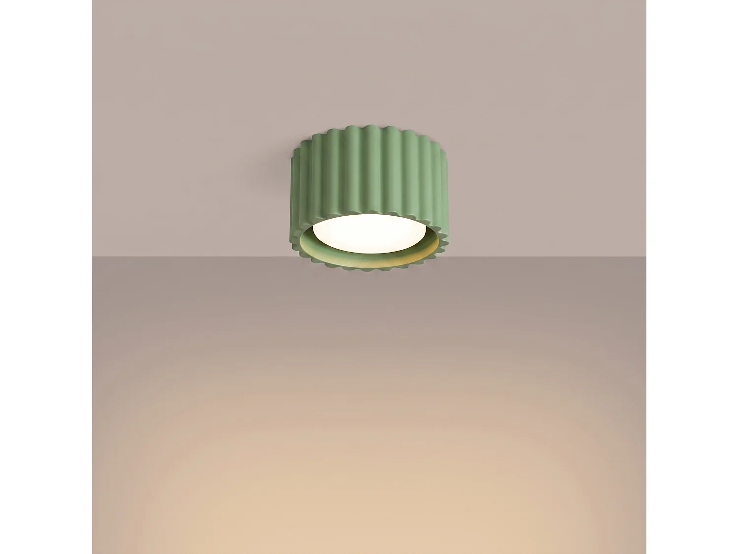 Plafonnier minimaliste en aluminium - 1 sources lumineuses - L.10 x H.6 cm - sauge