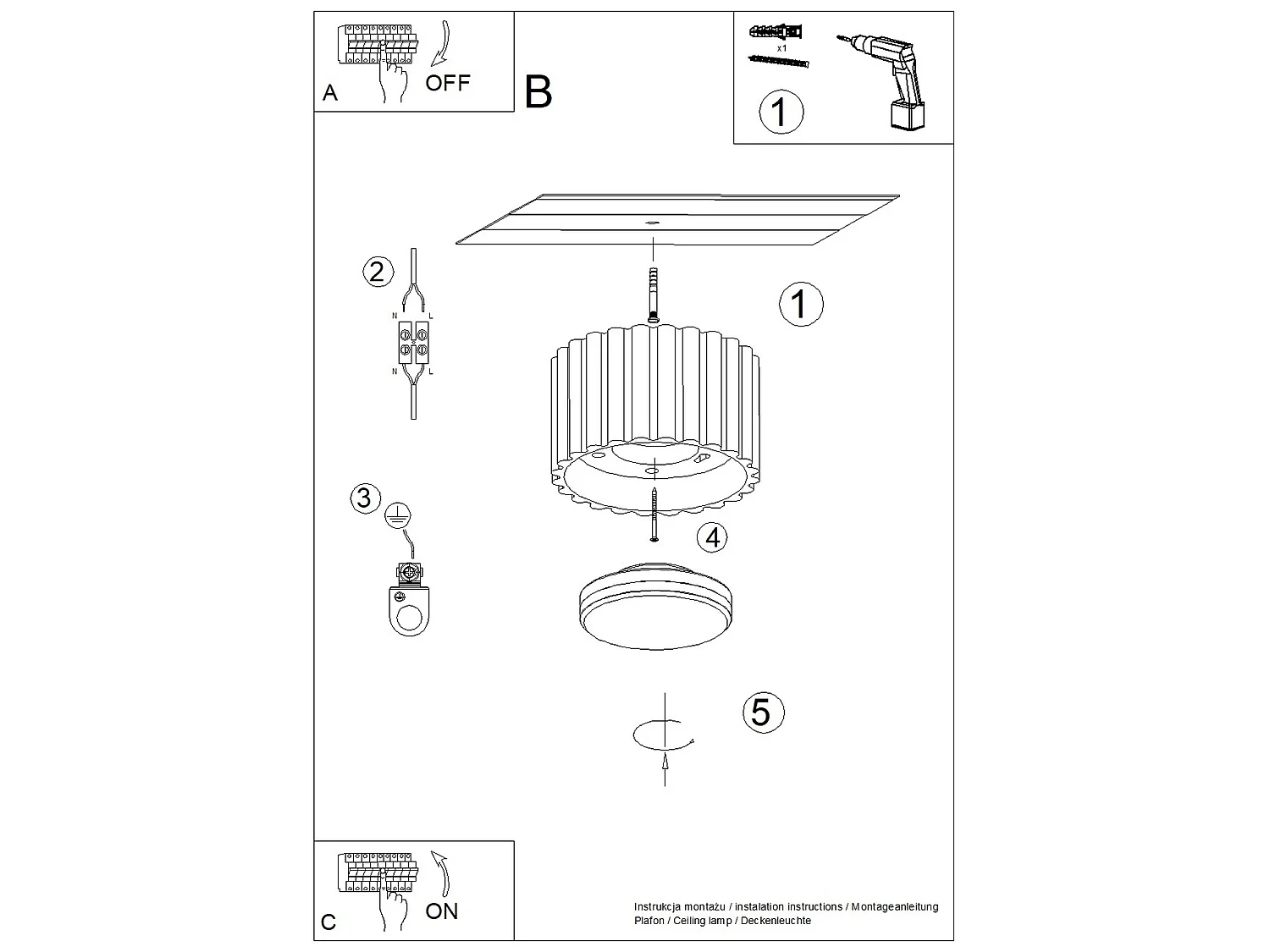 Plafonnier minimaliste en aluminium - 1 sources lumineuses - L.10 x H.6 cm - sauge