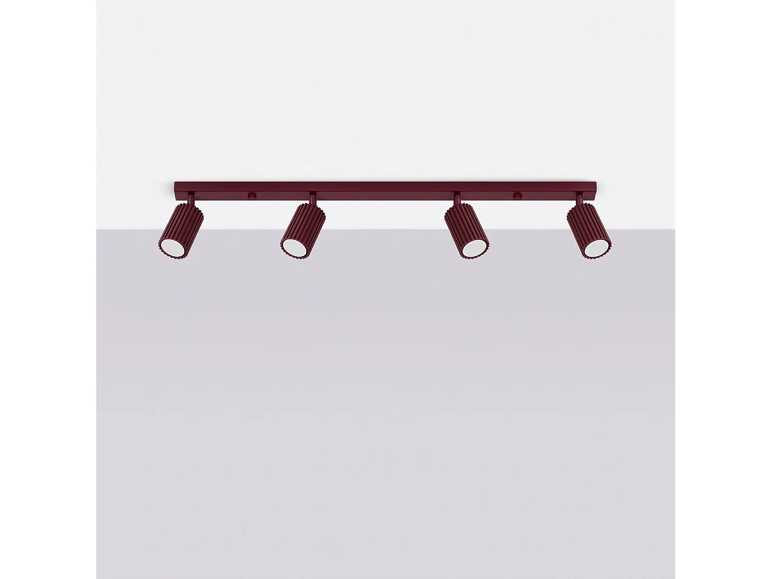 Plafonnier minimaliste en aluminium - 4 sources lumineuses - L.81 x H.16,5 cm - bordeaux