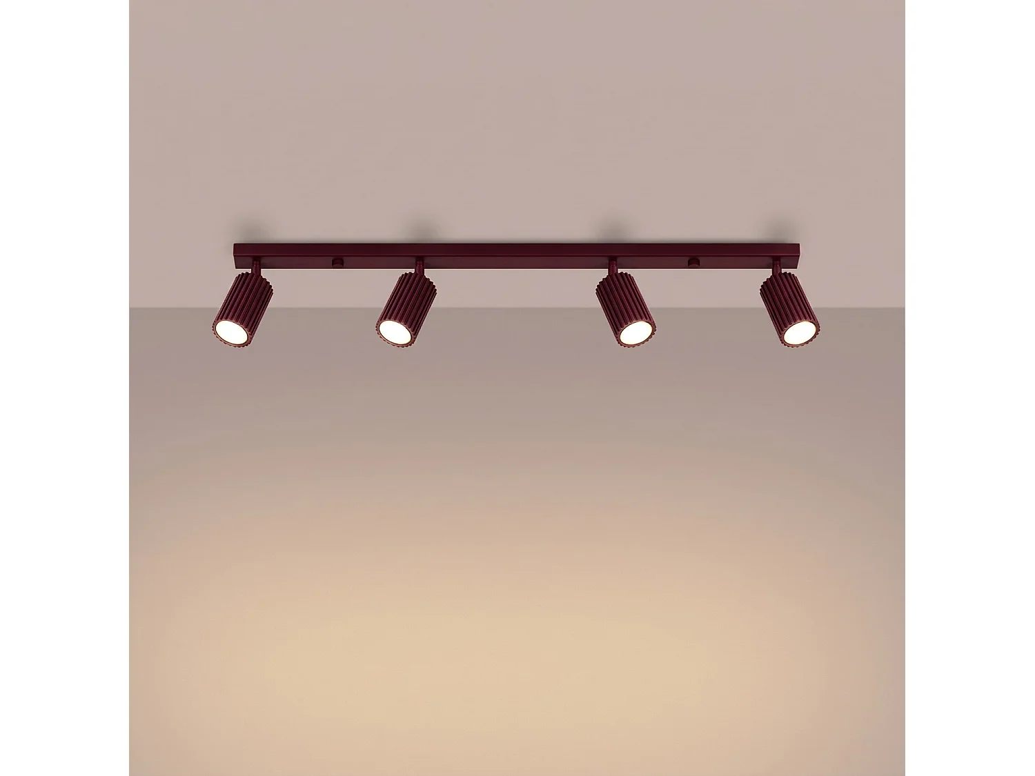 Plafonnier minimaliste en aluminium - 4 sources lumineuses - L.81 x H.16,5 cm - bordeaux
