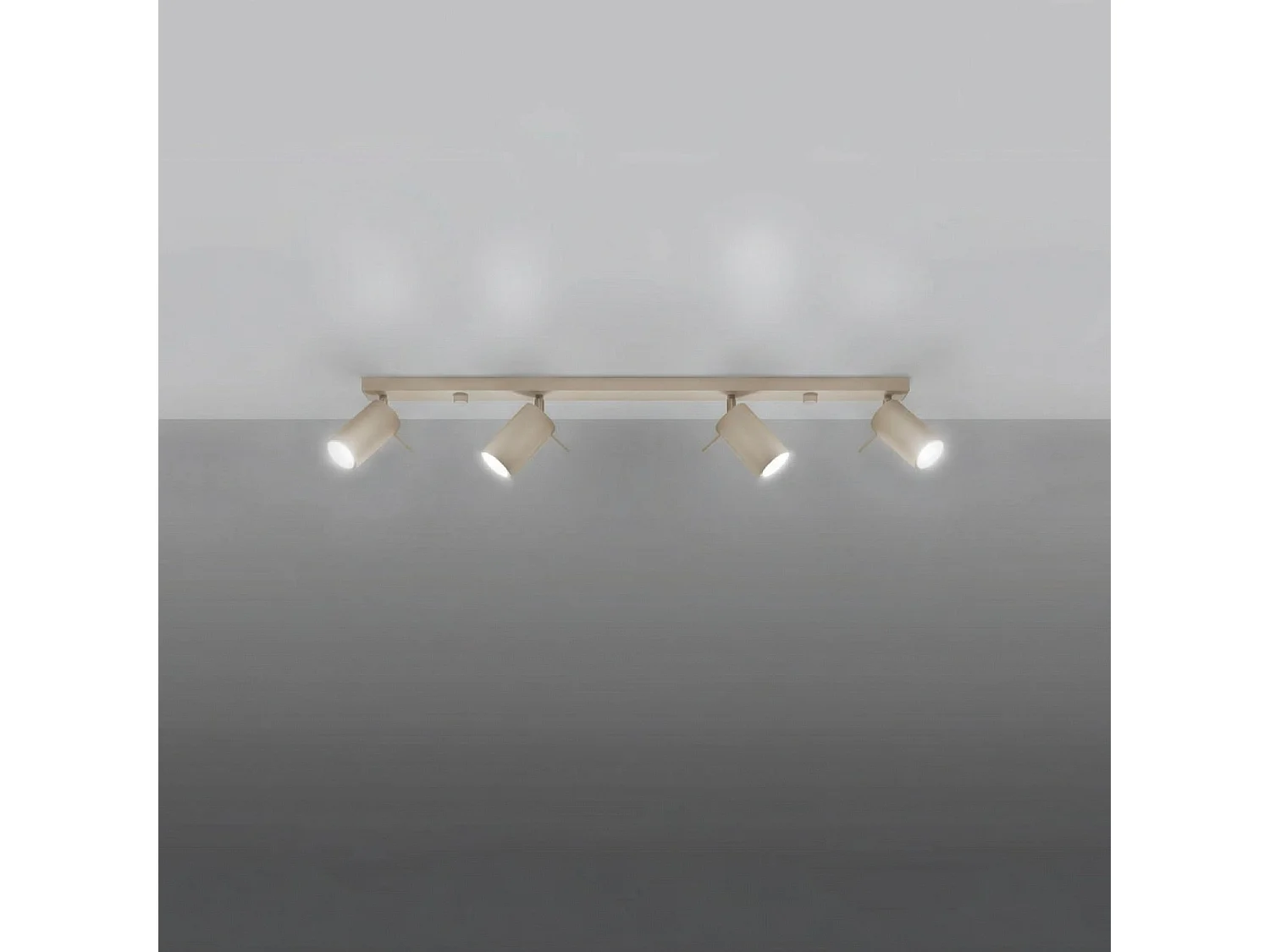 Plafonnier moderne en acier - 4 sources lumineuses - L.80 x H.16 cm - taupe