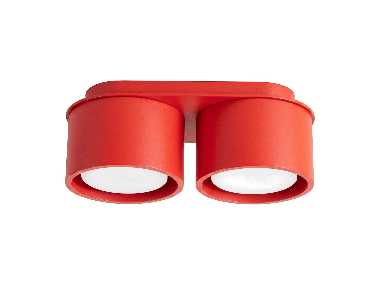 Plafonnier minimaliste en aluminium - 2 sources lumineuses - L.21 x H.8 cm - rouge