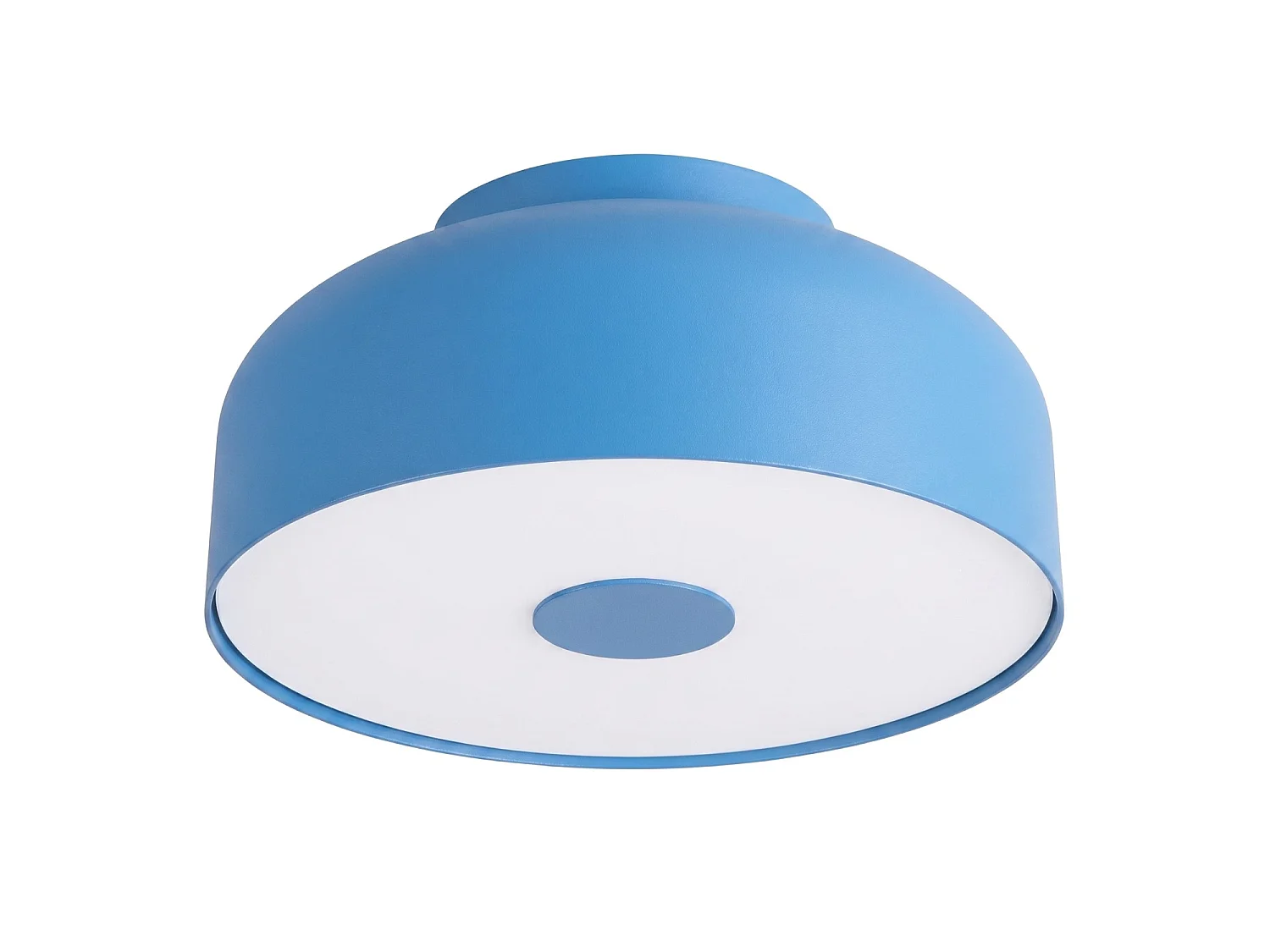 Plafonnier moderne en acier/PVC - 4 sources lumineuses - L.30 x H.15 cm - bleu clair