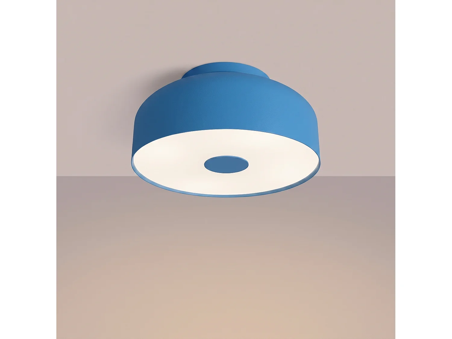 Plafonnier moderne en acier/PVC - 4 sources lumineuses - L.30 x H.15 cm - bleu clair