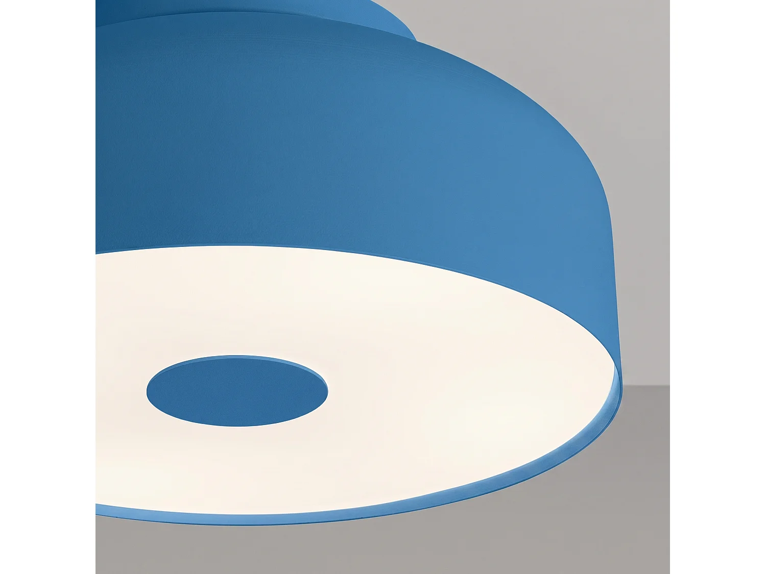 Plafonnier moderne en acier/PVC - 4 sources lumineuses - L.30 x H.15 cm - bleu clair