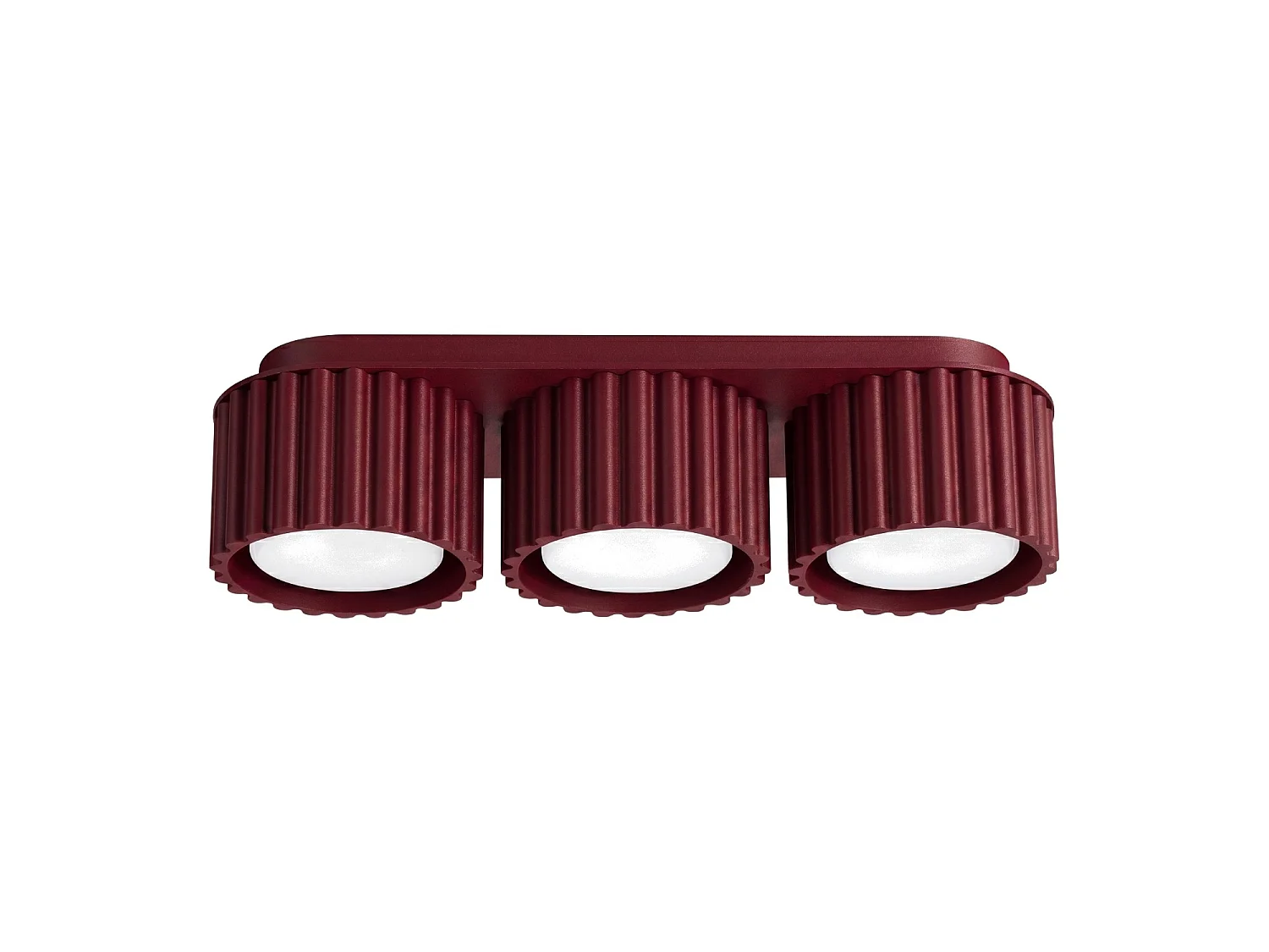 Plafonnier minimaliste en aluminium - 3 sources lumineuses - L.32,5 x H.8 cm - bordeaux