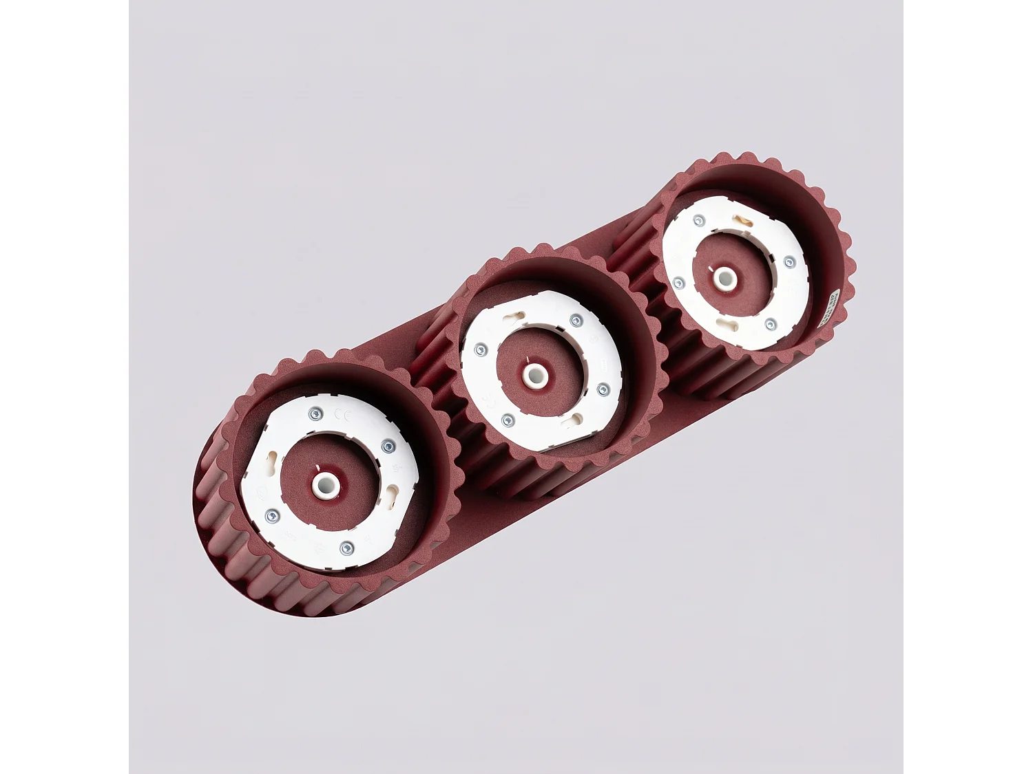 Plafonnier minimaliste en aluminium - 3 sources lumineuses - L.32,5 x H.8 cm - bordeaux