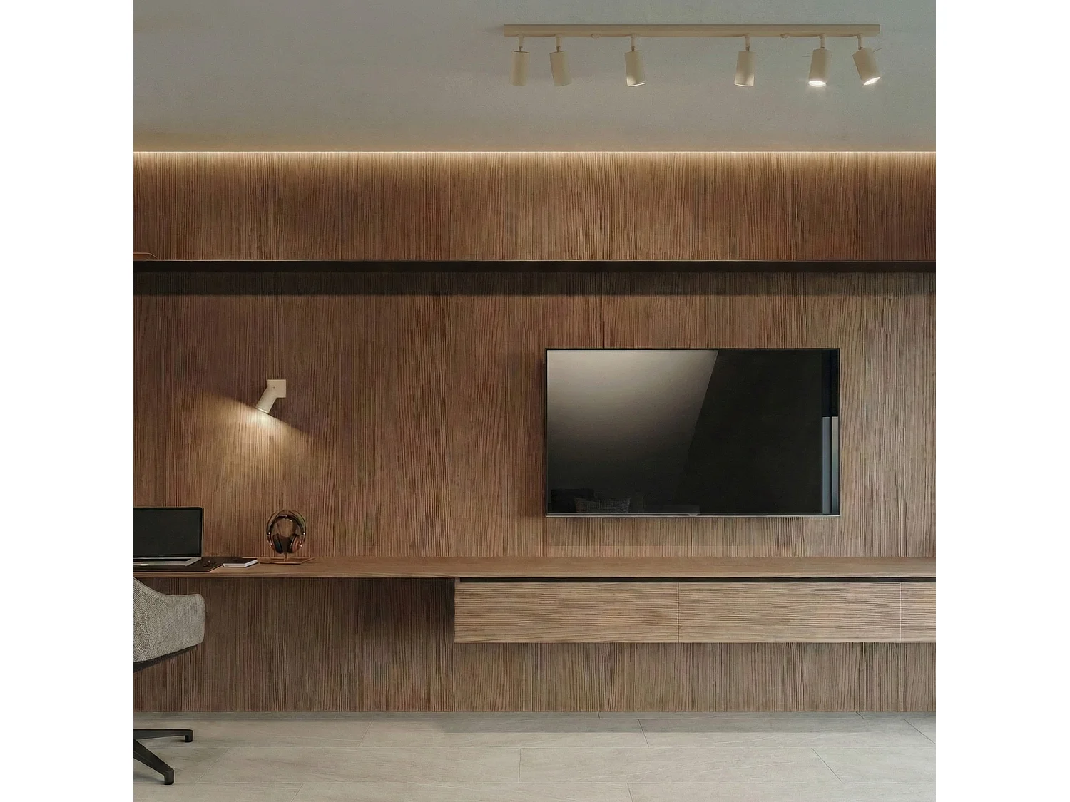 Plafonnier moderne en acier - 3 sources lumineuses - L.45 x H.16 cm - taupe