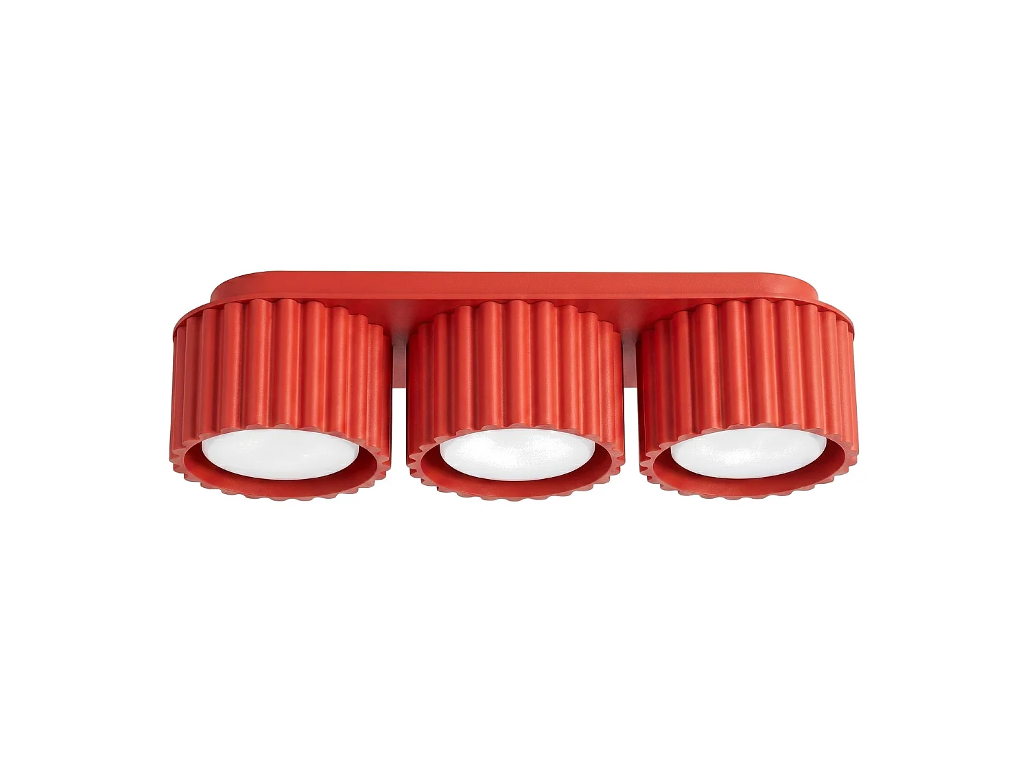 Plafonnier minimaliste en aluminium - 3 sources lumineuses - L.32,5 x H.8 cm - rouge