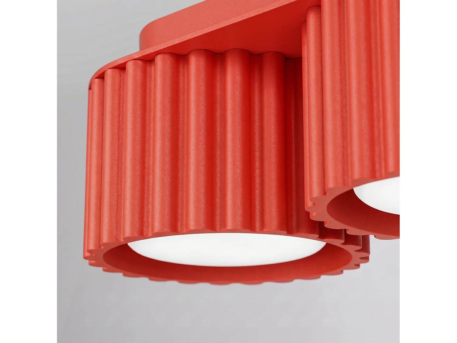 Plafonnier minimaliste en aluminium - 3 sources lumineuses - L.32,5 x H.8 cm - rouge