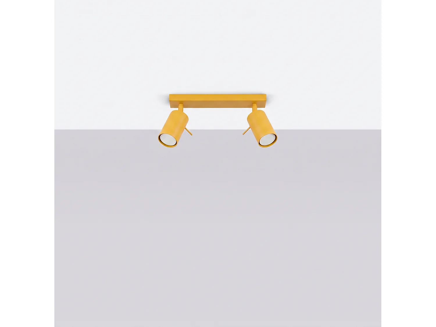 Plafonnier moderne en acier - 2 sources lumineuses - L.30 x H.16 cm - jaune