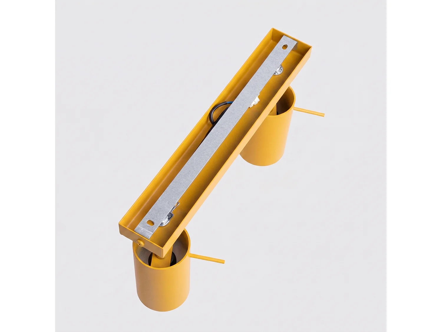 Plafonnier moderne en acier - 2 sources lumineuses - L.30 x H.16 cm - jaune