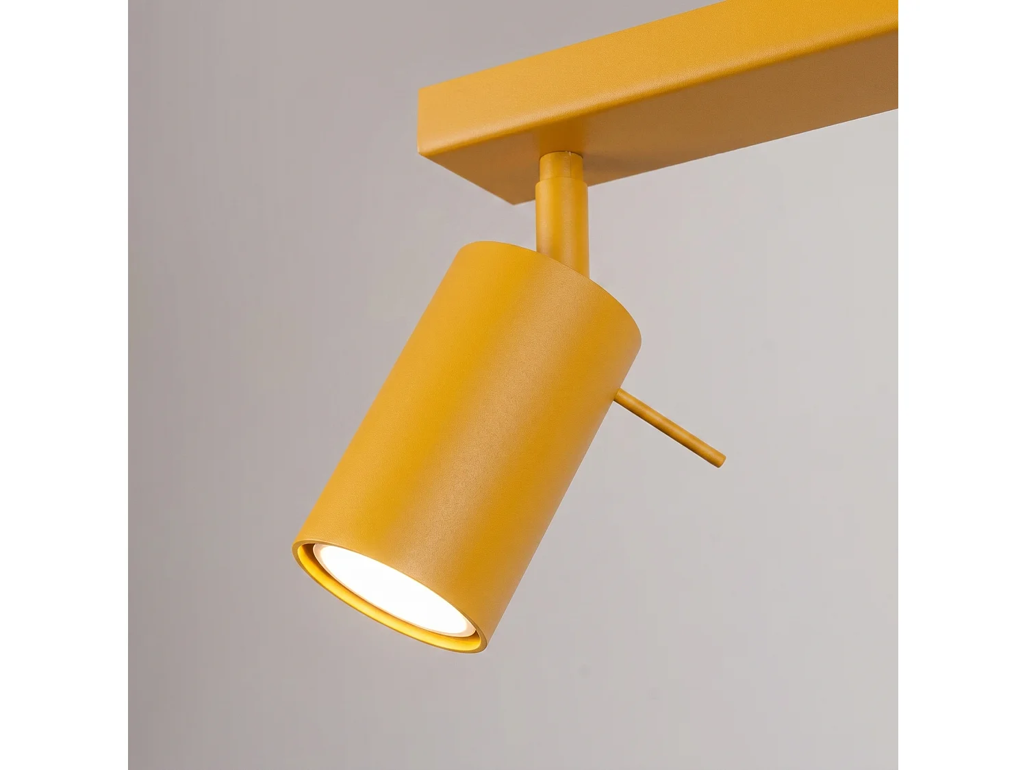 Plafonnier moderne en acier - 2 sources lumineuses - L.30 x H.16 cm - jaune