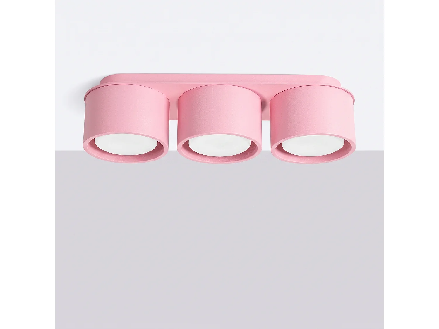 Plafonnier minimaliste en aluminium - 3 sources lumineuses - L.32,4 x H.8,2 cm - rose