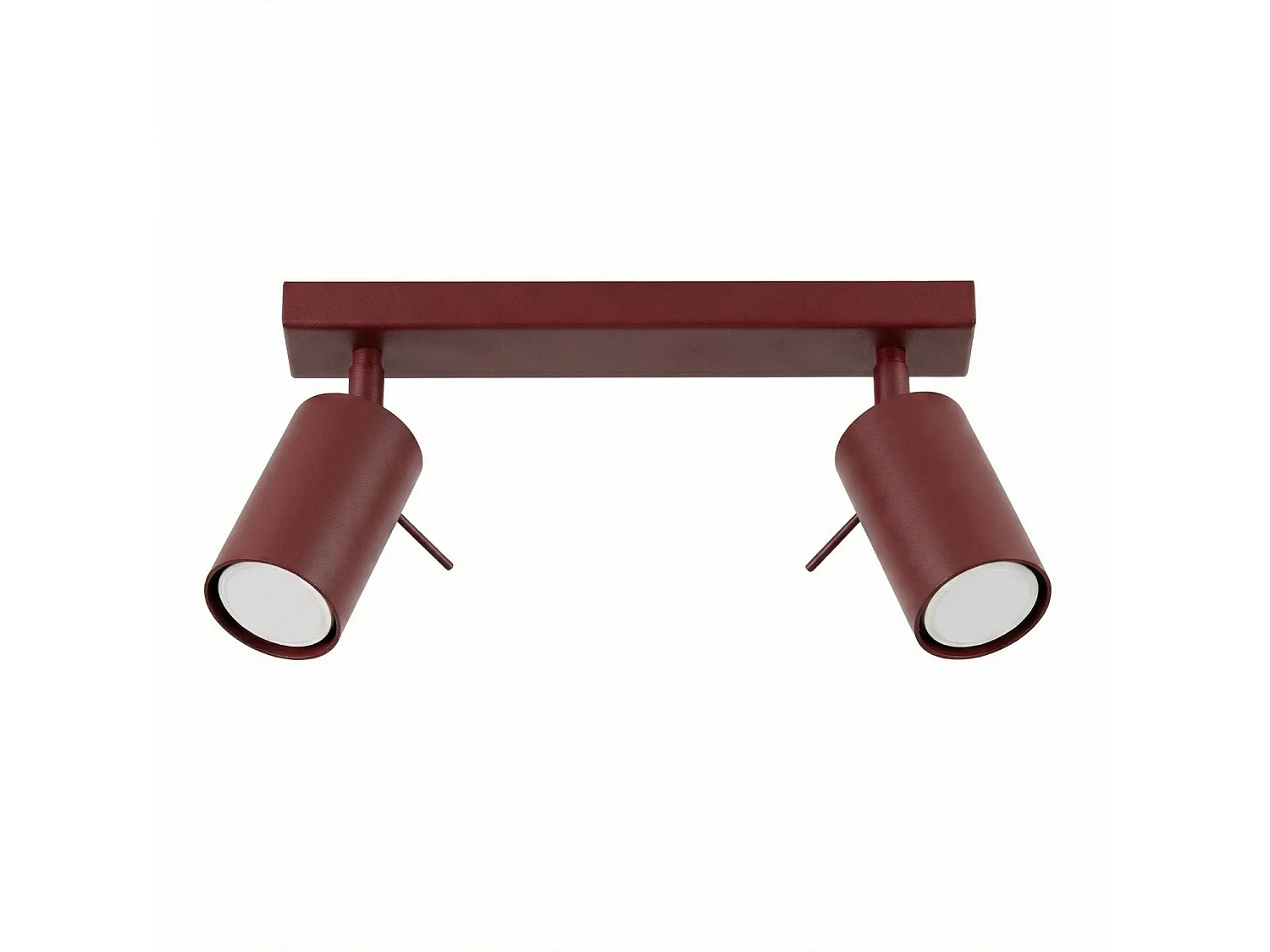 Plafonnier moderne en acier - 2 sources lumineuses - L.30 x H.16 cm - bordeaux