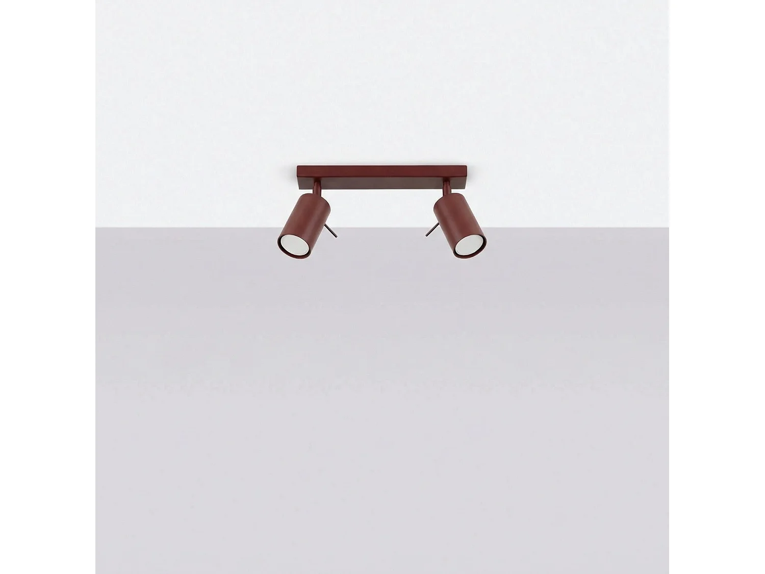 Plafonnier moderne en acier - 2 sources lumineuses - L.30 x H.16 cm - bordeaux
