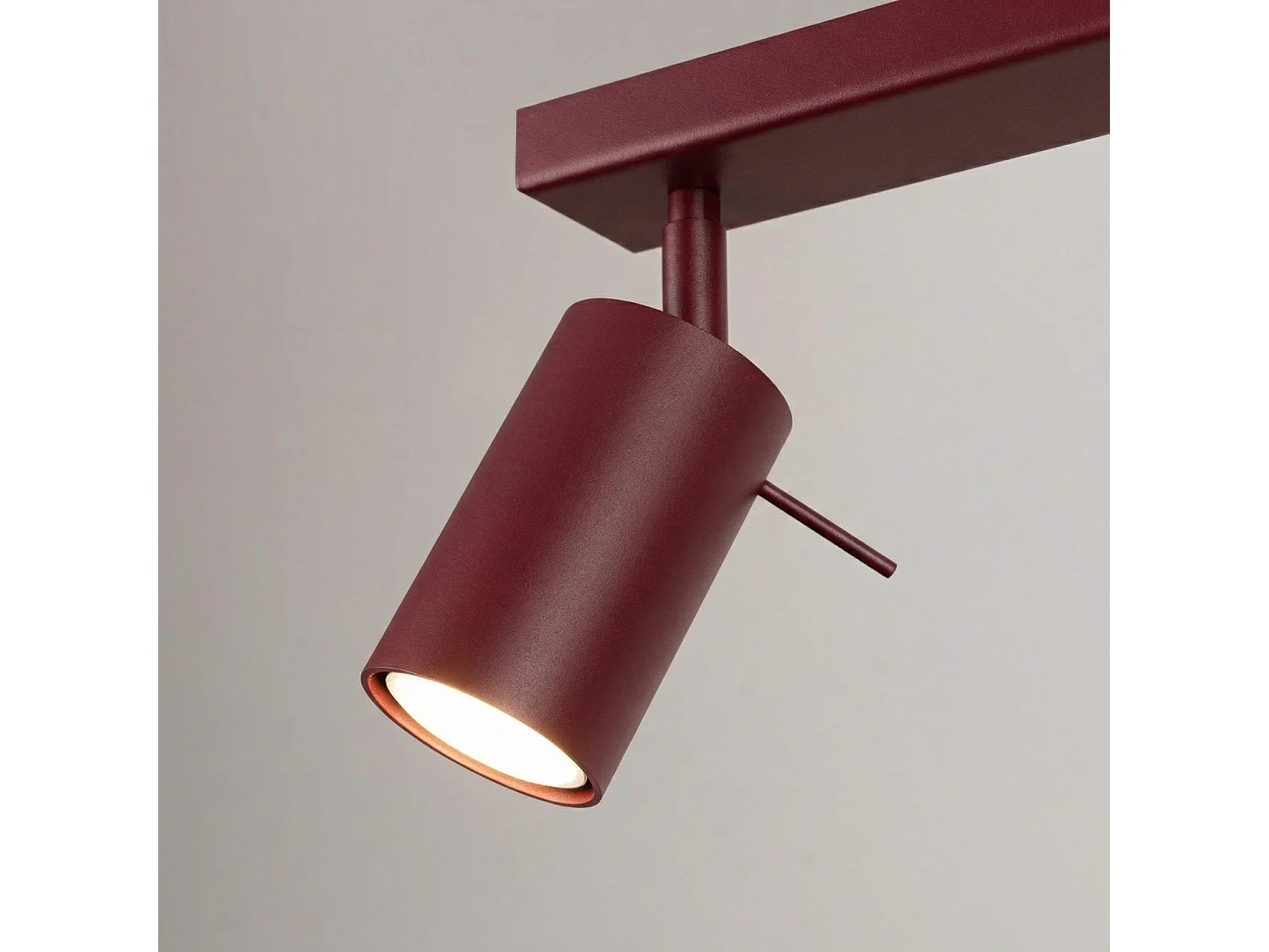 Plafonnier moderne en acier - 2 sources lumineuses - L.30 x H.16 cm - bordeaux