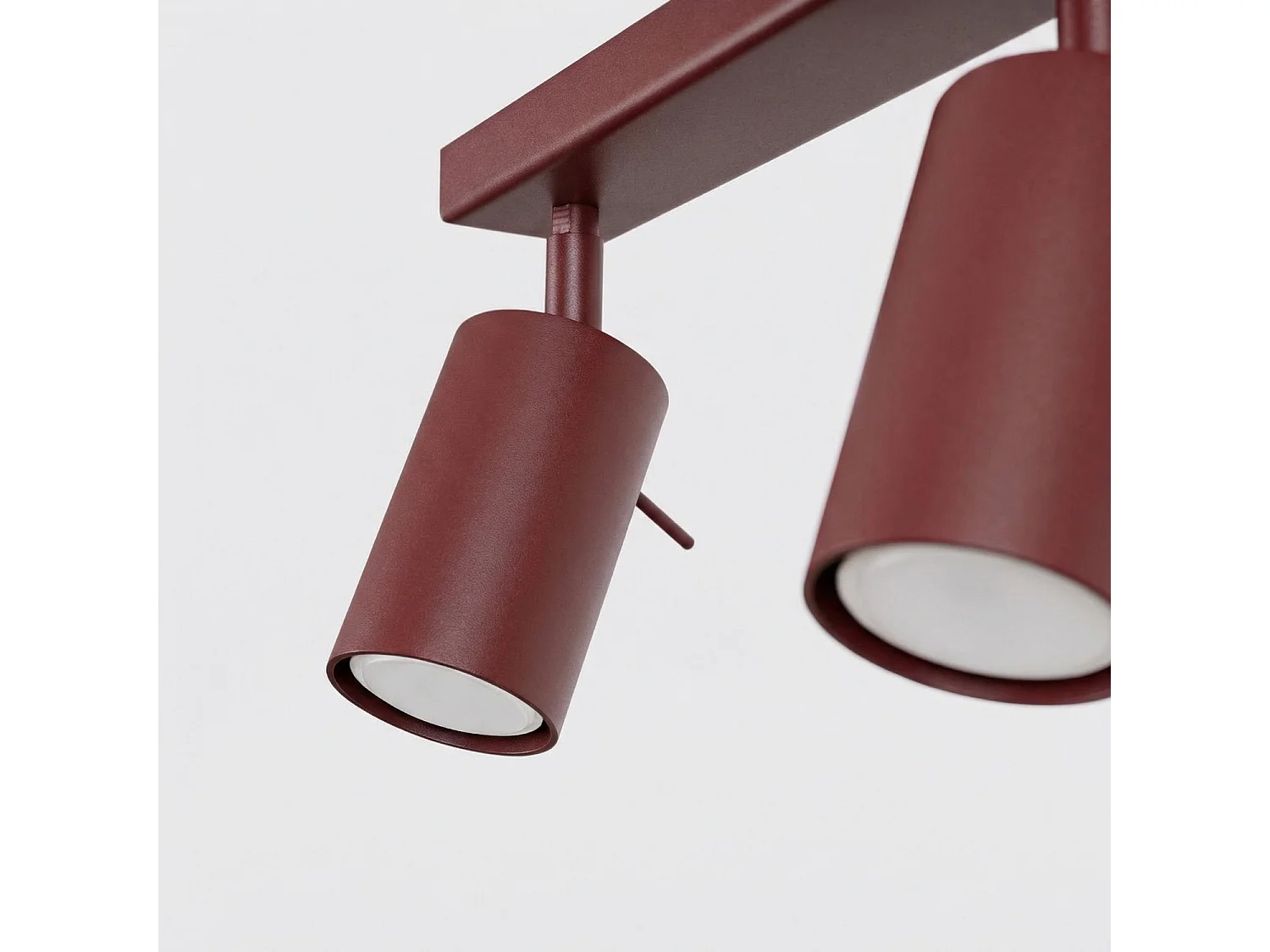Plafonnier moderne en acier - 2 sources lumineuses - L.30 x H.16 cm - bordeaux