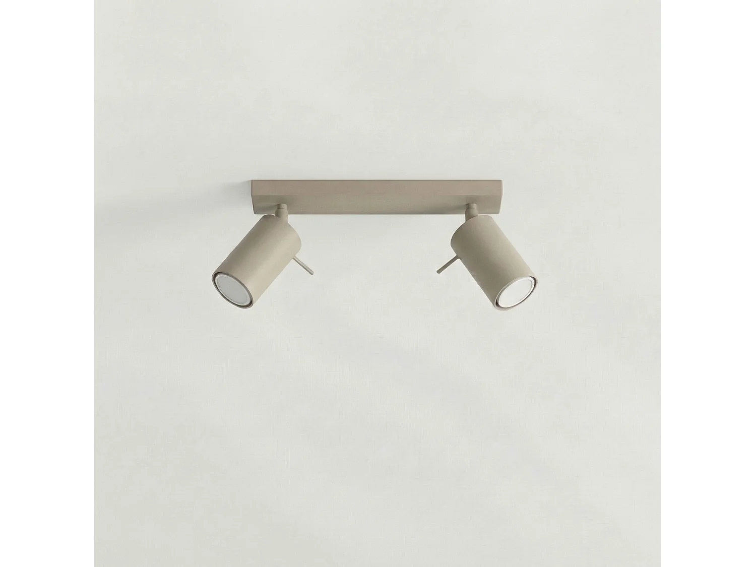 Plafonnier moderne en acier - 2 sources lumineuses - L.30 x H.16 cm - taupe