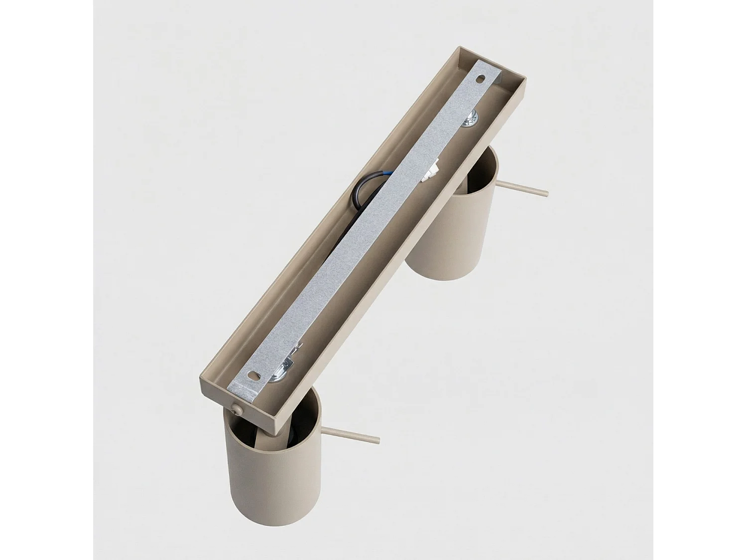 Plafonnier moderne en acier - 2 sources lumineuses - L.30 x H.16 cm - taupe