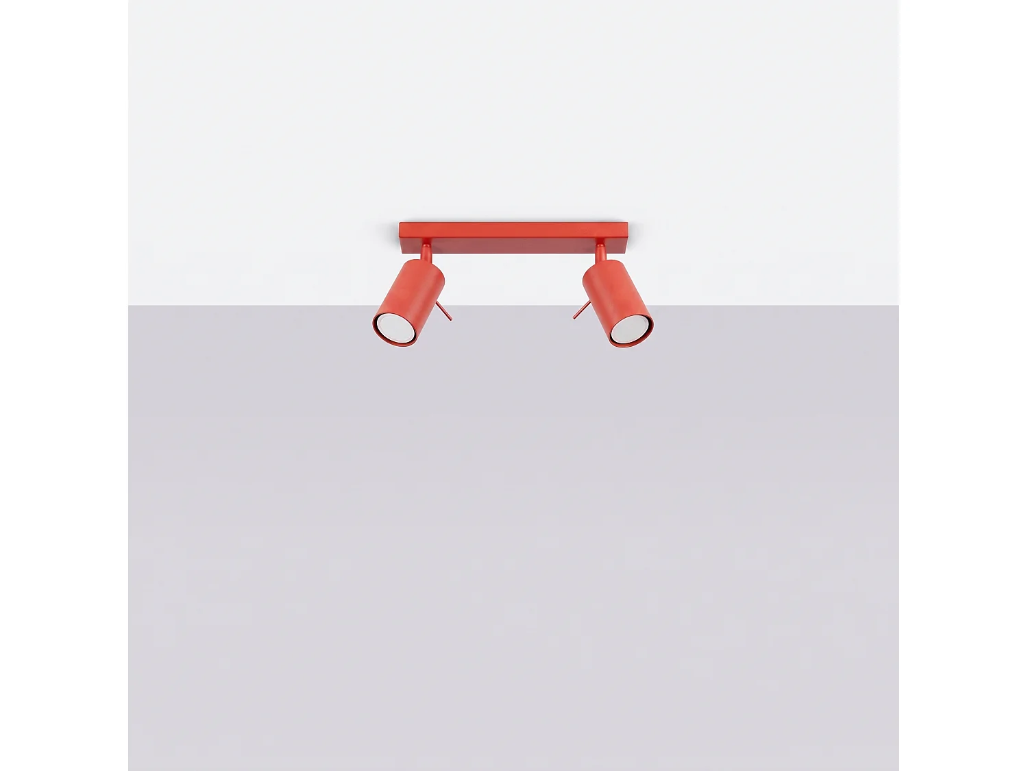 Plafonnier moderne en acier - 2 sources lumineuses - L.30 x H.16 cm - rouge