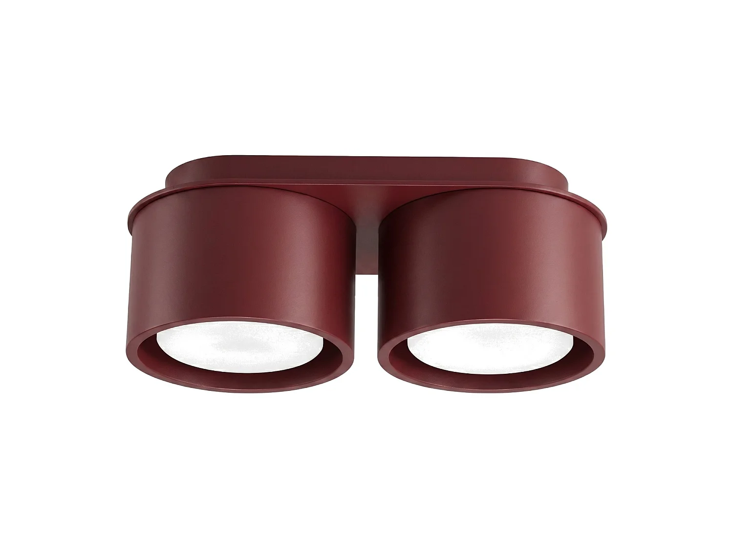 Plafonnier minimaliste en aluminium - 2 sources lumineuses - L.21 x H.8 cm - bordeaux