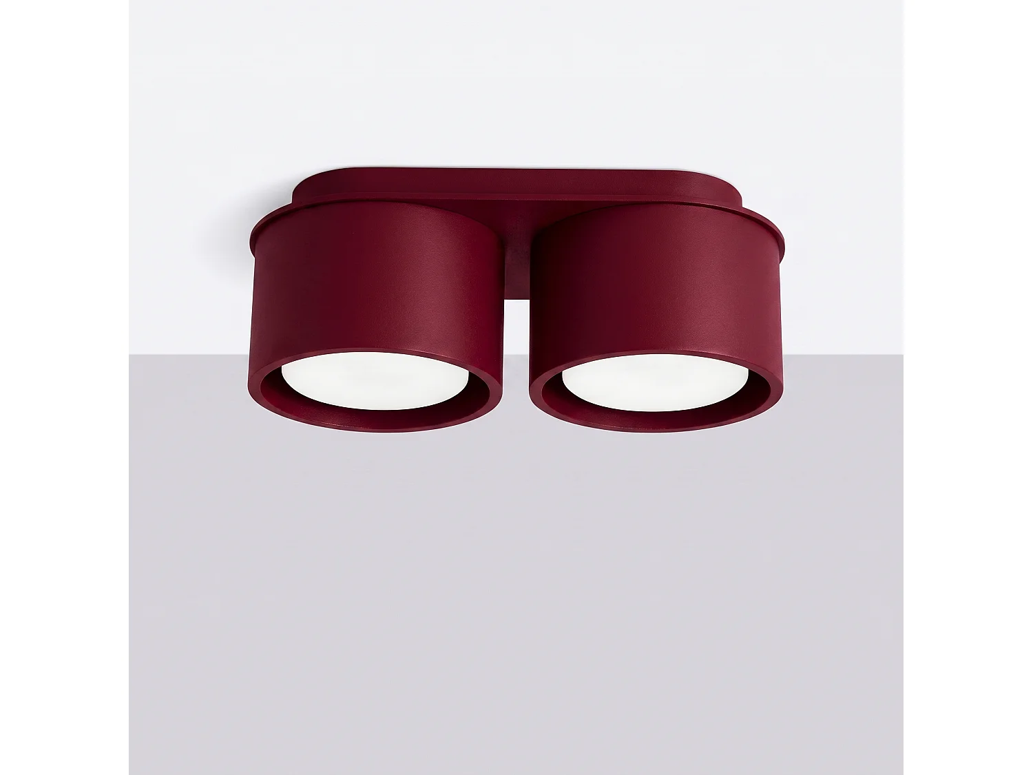 Plafonnier minimaliste en aluminium - 2 sources lumineuses - L.21 x H.8 cm - bordeaux