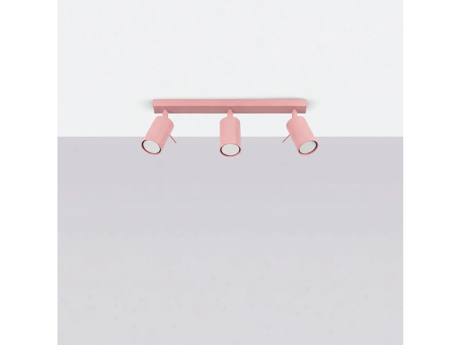 Plafonnier moderne en acier - 3 sources lumineuses - L.45 x H.16 cm - rose