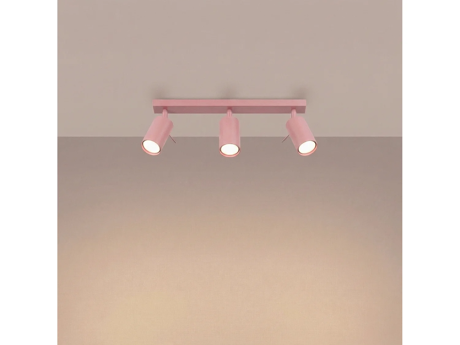 Plafonnier moderne en acier - 3 sources lumineuses - L.45 x H.16 cm - rose