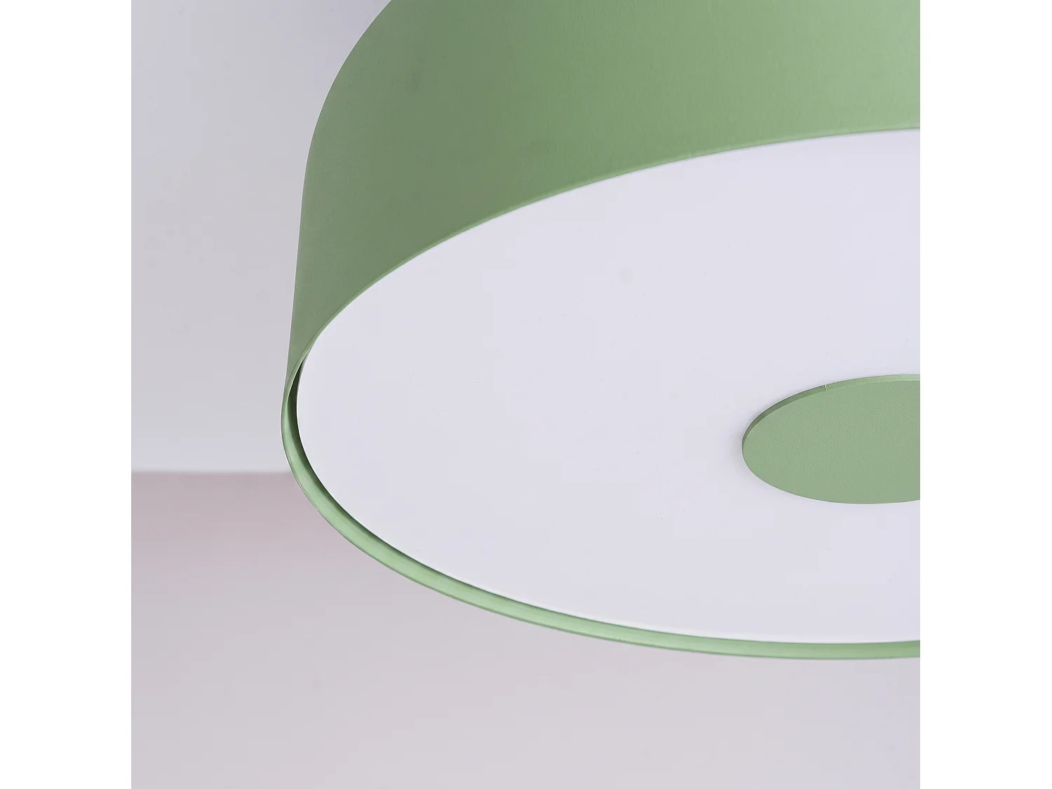 Plafonnier moderne en acier/PVC - 4 sources lumineuses - L.30 x H.15 cm - sauge