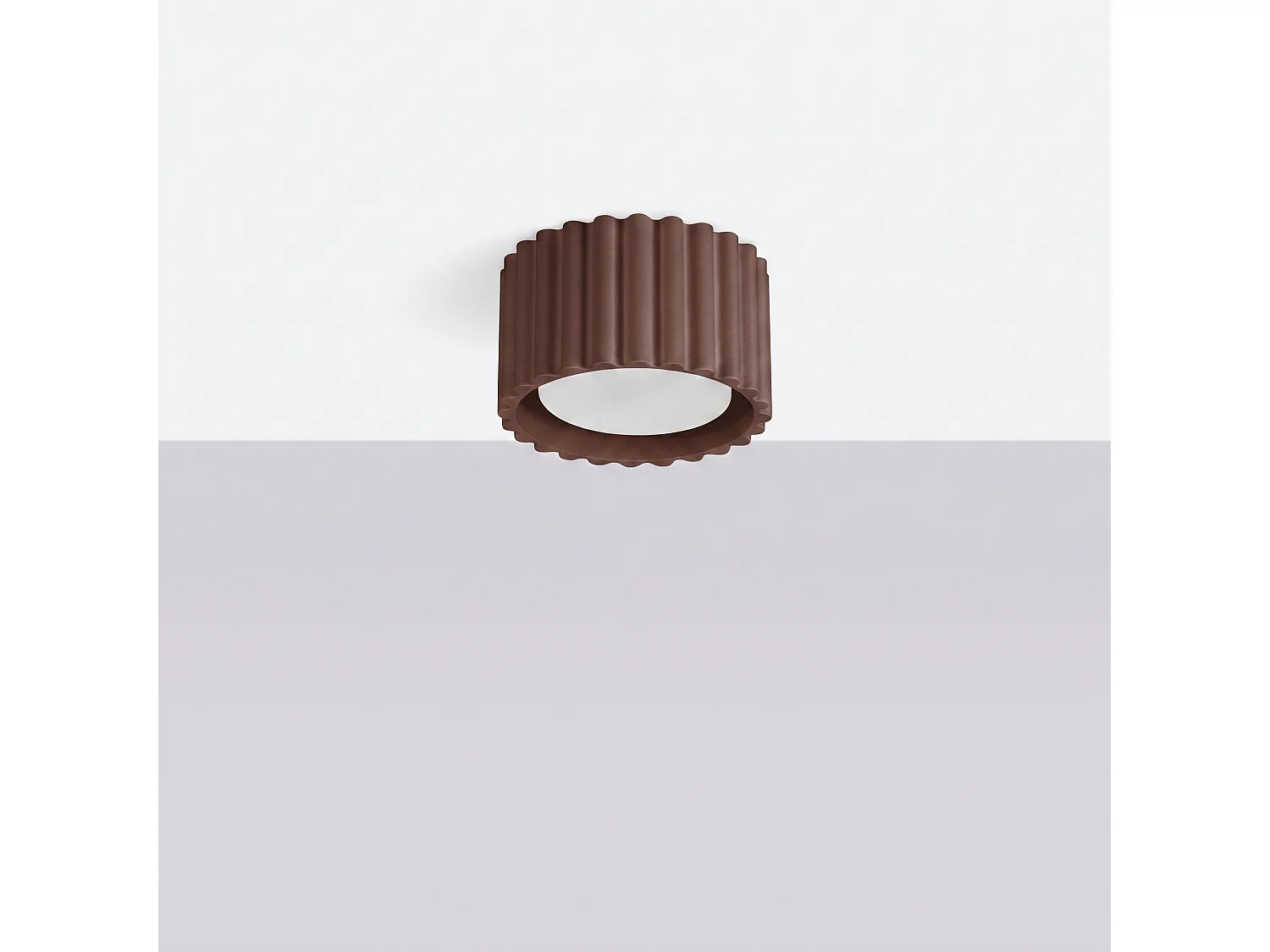 Plafonnier minimaliste en aluminium - 1 sources lumineuses - L.10 x H.6 cm - marron