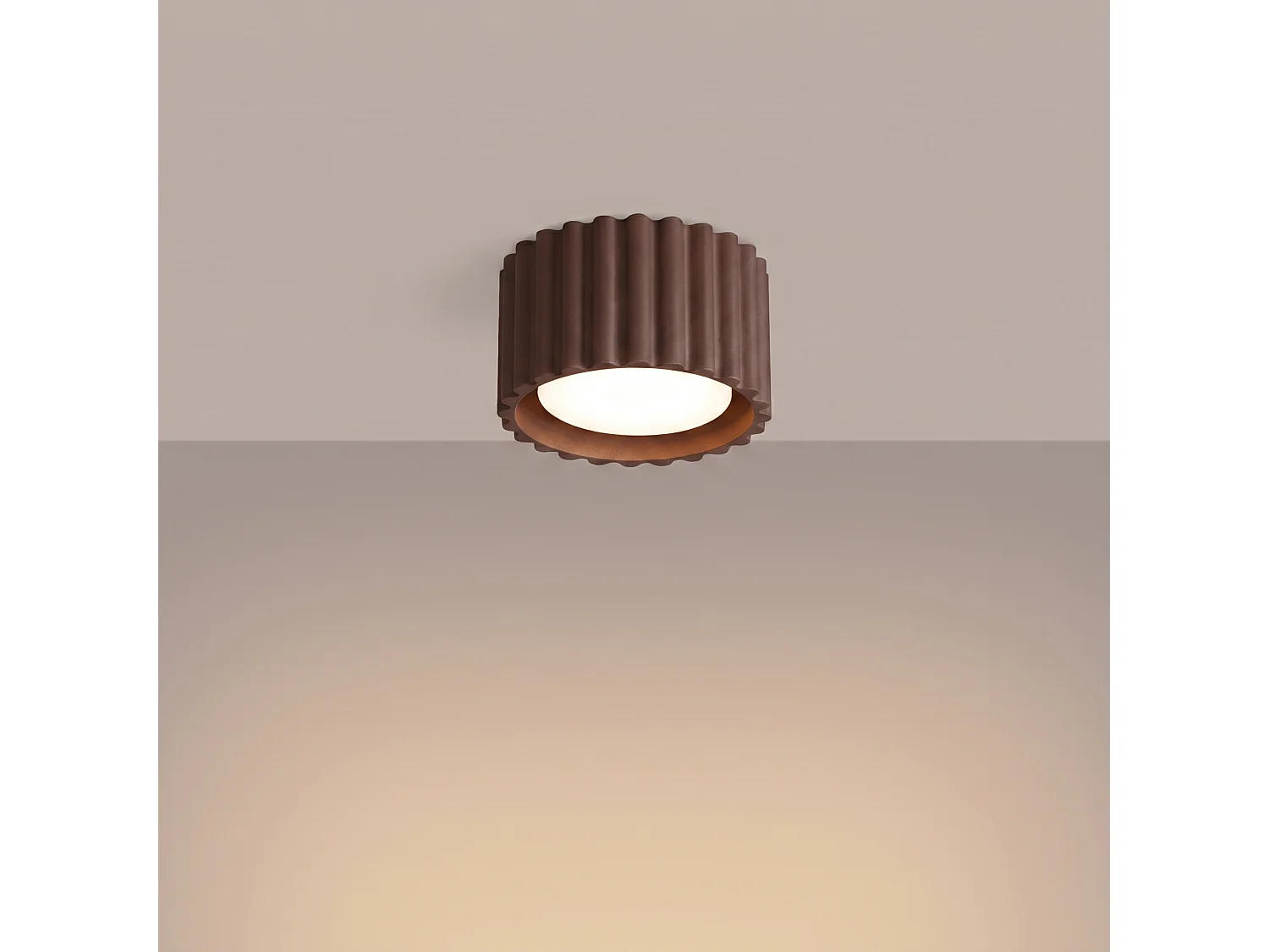 Plafonnier minimaliste en aluminium - 1 sources lumineuses - L.10 x H.6 cm - marron