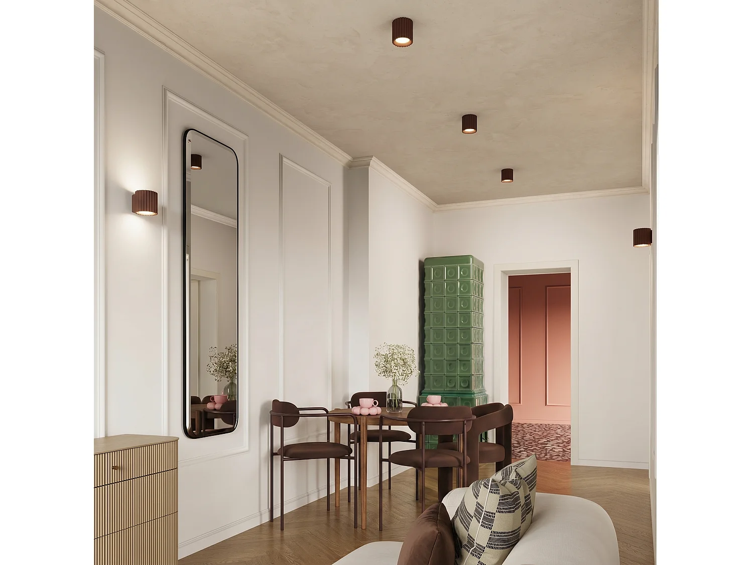 Plafonnier minimaliste en aluminium - 1 sources lumineuses - L.10 x H.6 cm - marron
