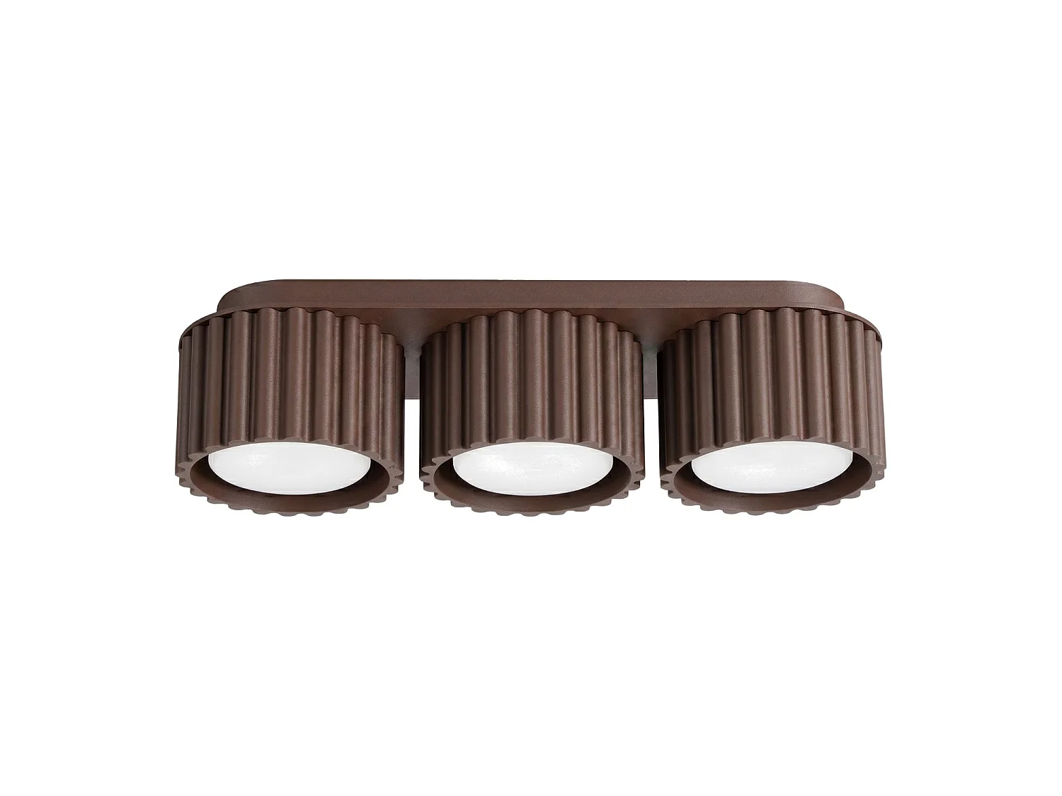 Plafonnier minimaliste en aluminium - 3 sources lumineuses - L.32,5 x H.8 cm - marron