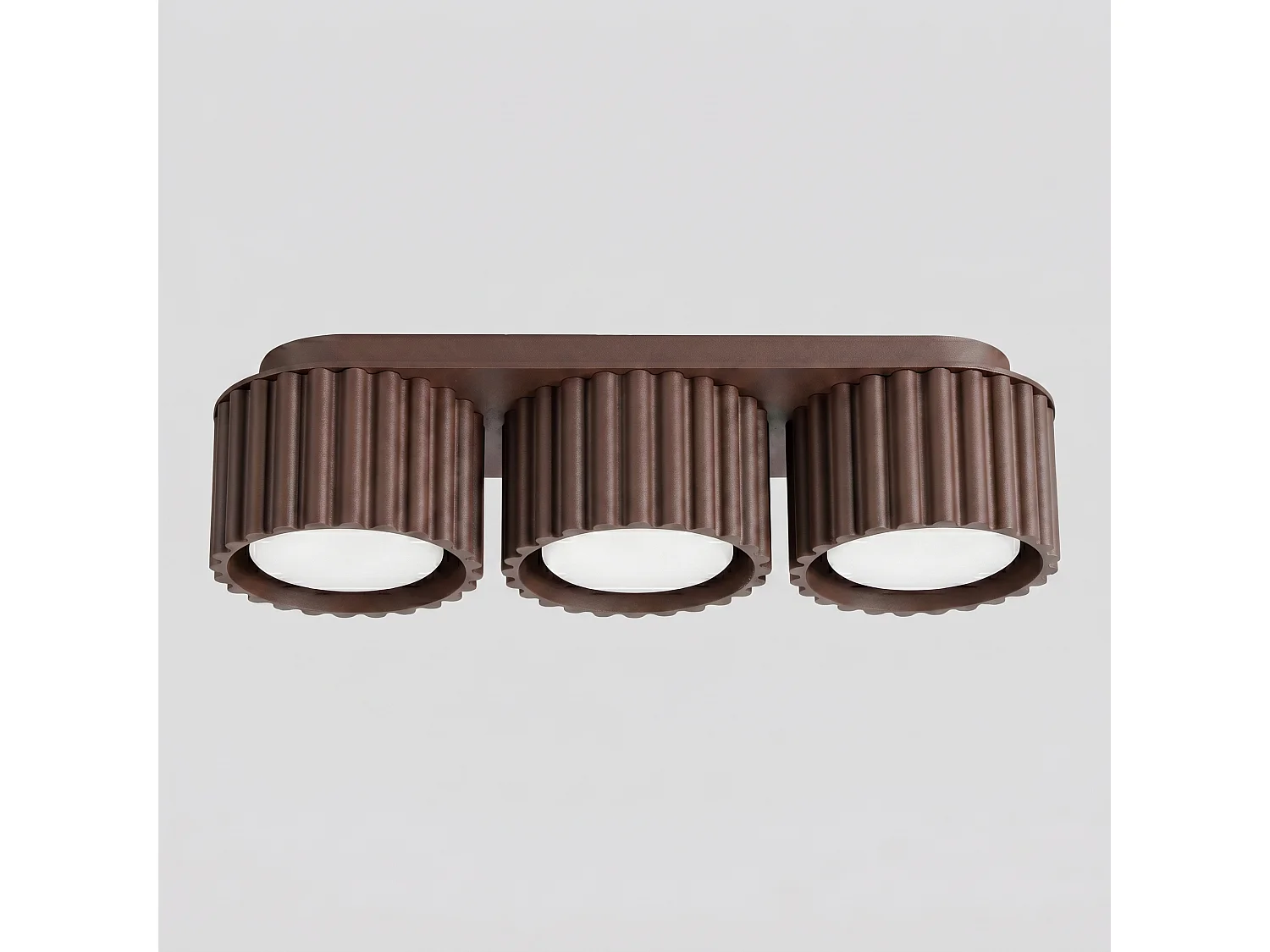 Plafonnier minimaliste en aluminium - 3 sources lumineuses - L.32,5 x H.8 cm - marron