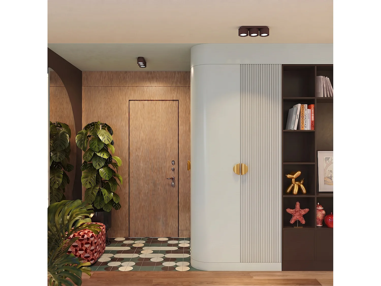Plafonnier minimaliste en aluminium - 3 sources lumineuses - L.32,5 x H.8 cm - marron