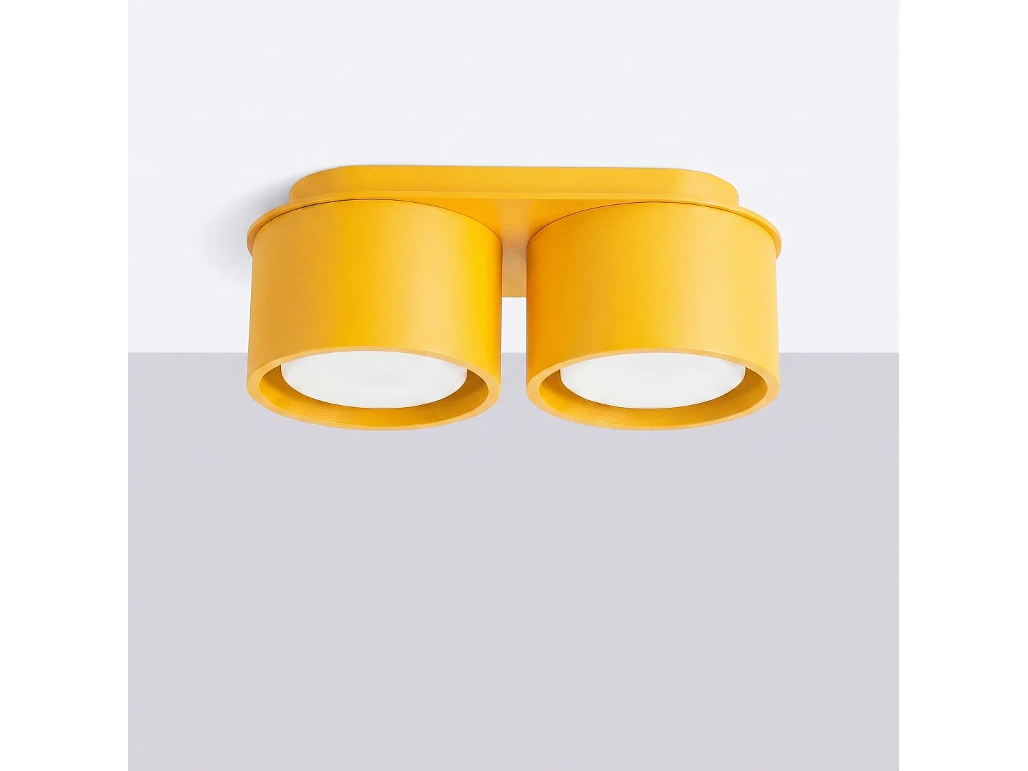 Plafonnier minimaliste en aluminium - 2 sources lumineuses - L.21 x H.8 cm - jaune